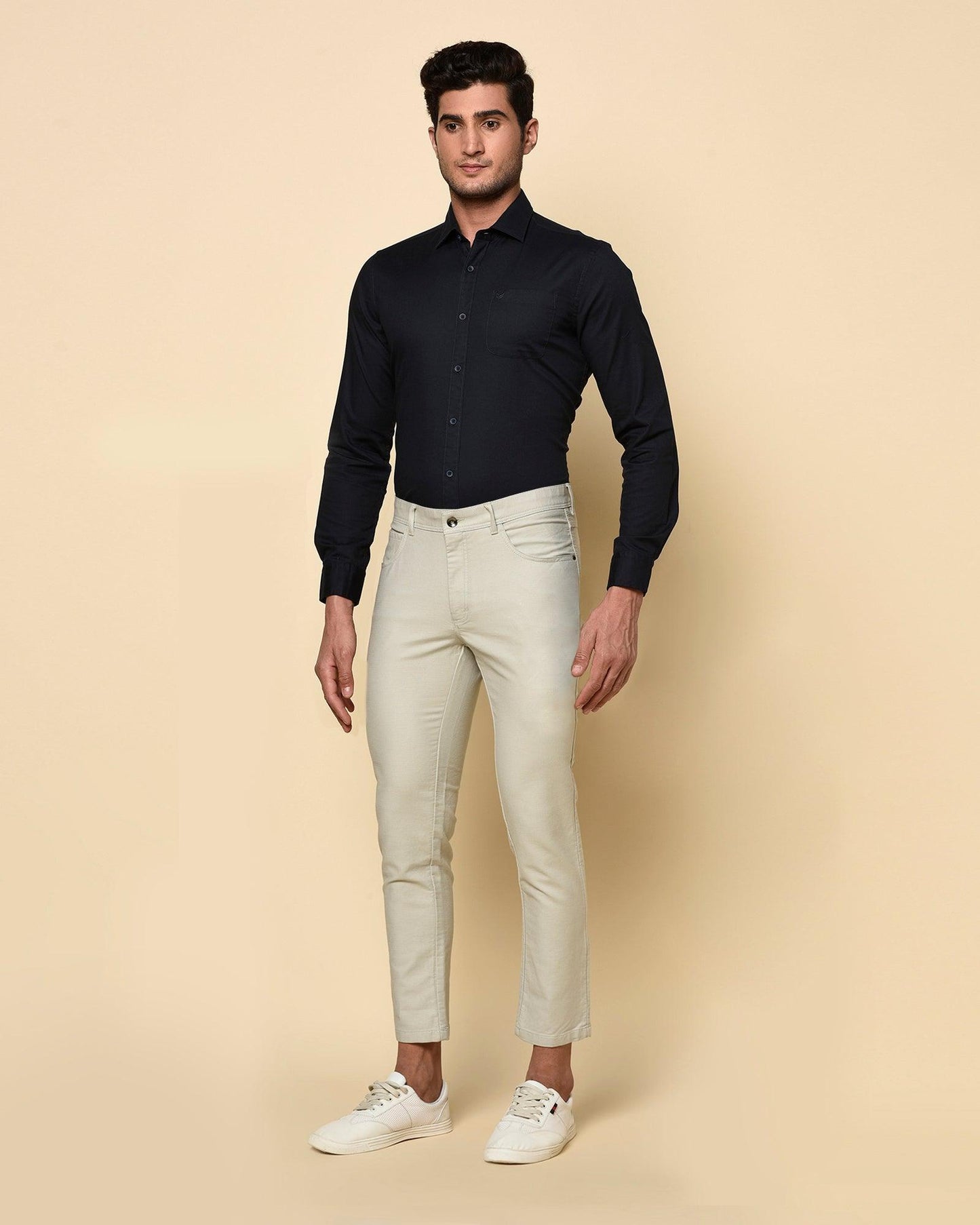 B5P Casual Ivory Solid Khakis - Eva - Blackberrys