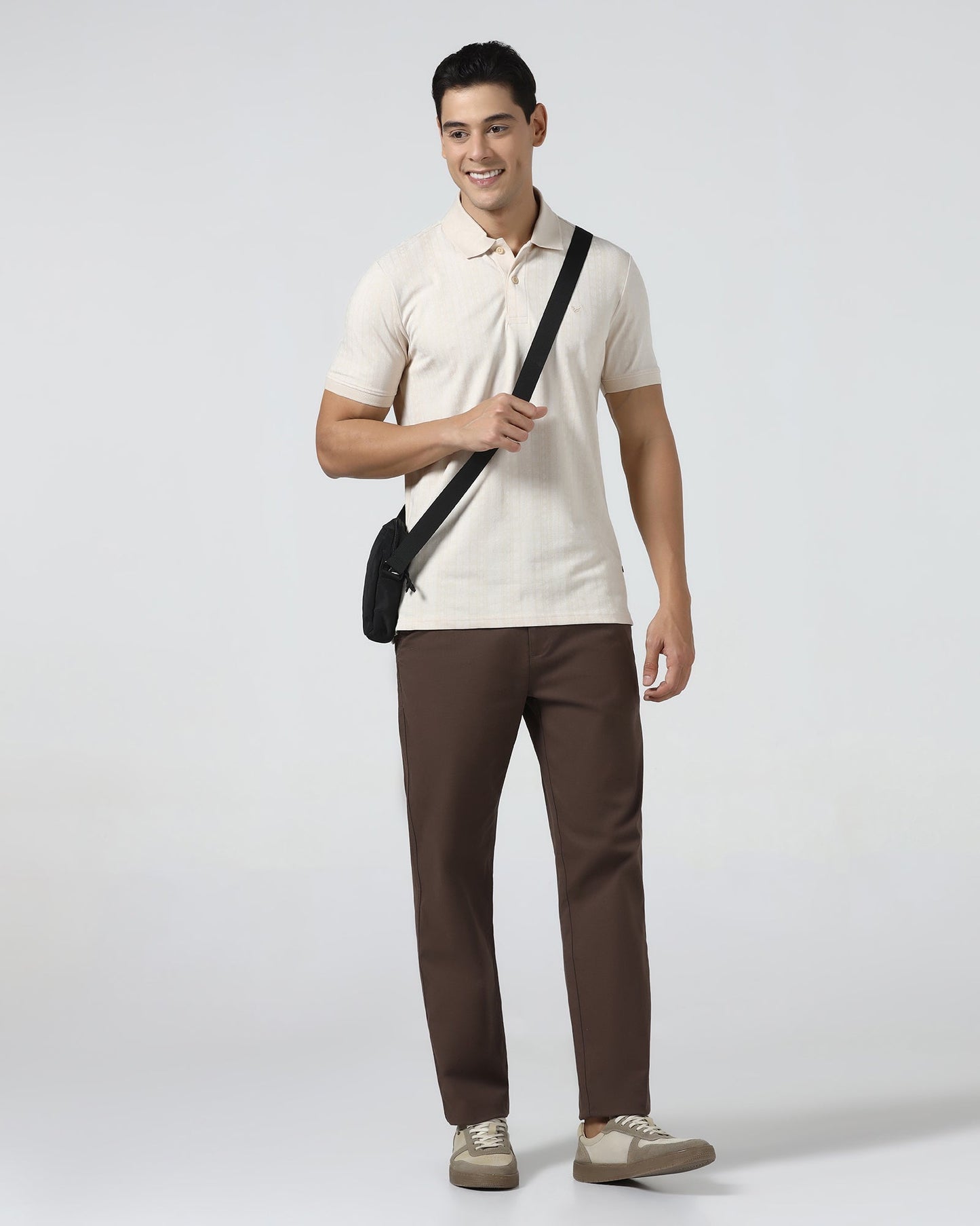 Beige Cream Printed Polo - Bogum