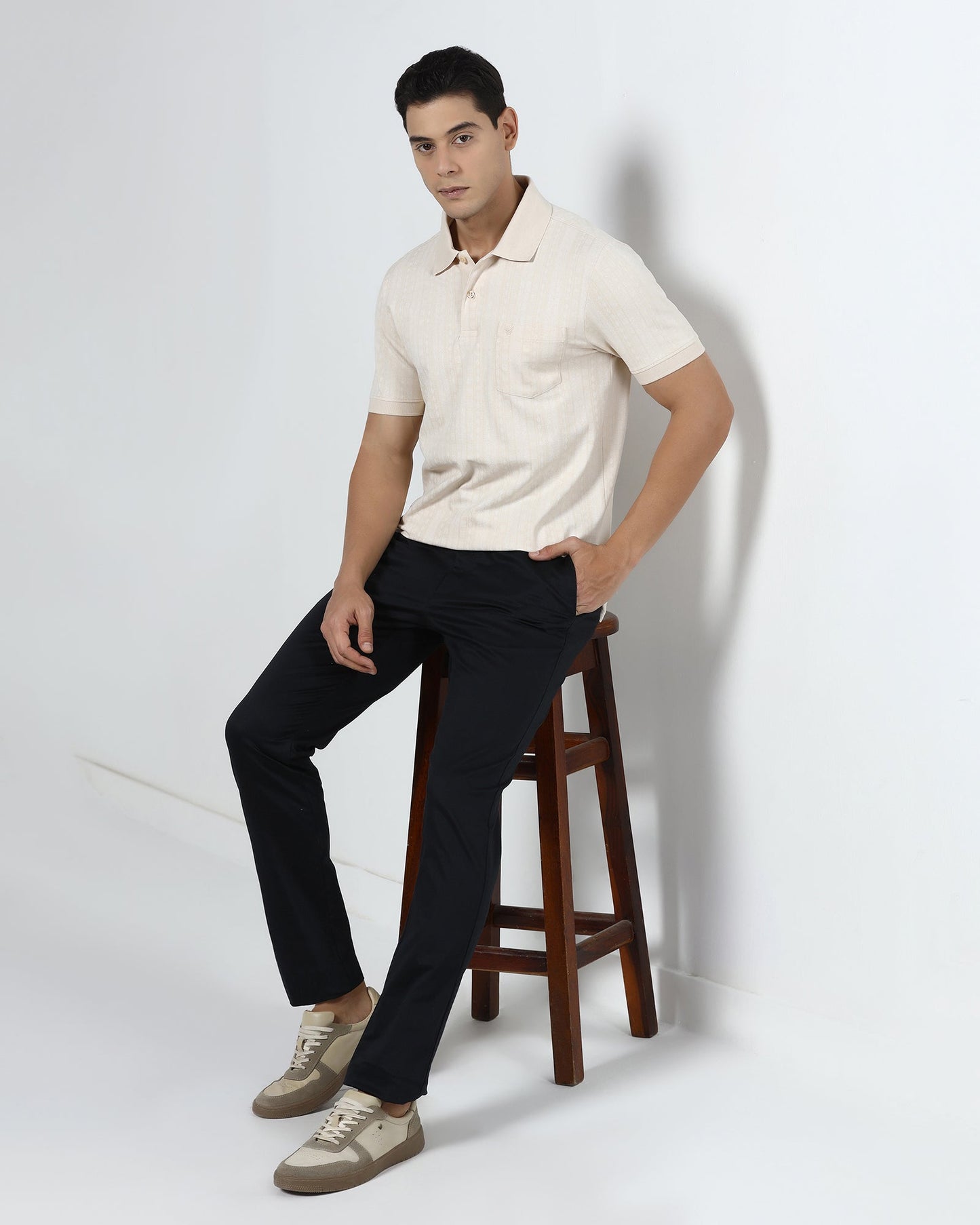 Beige Cream Printed Polo - Bogum