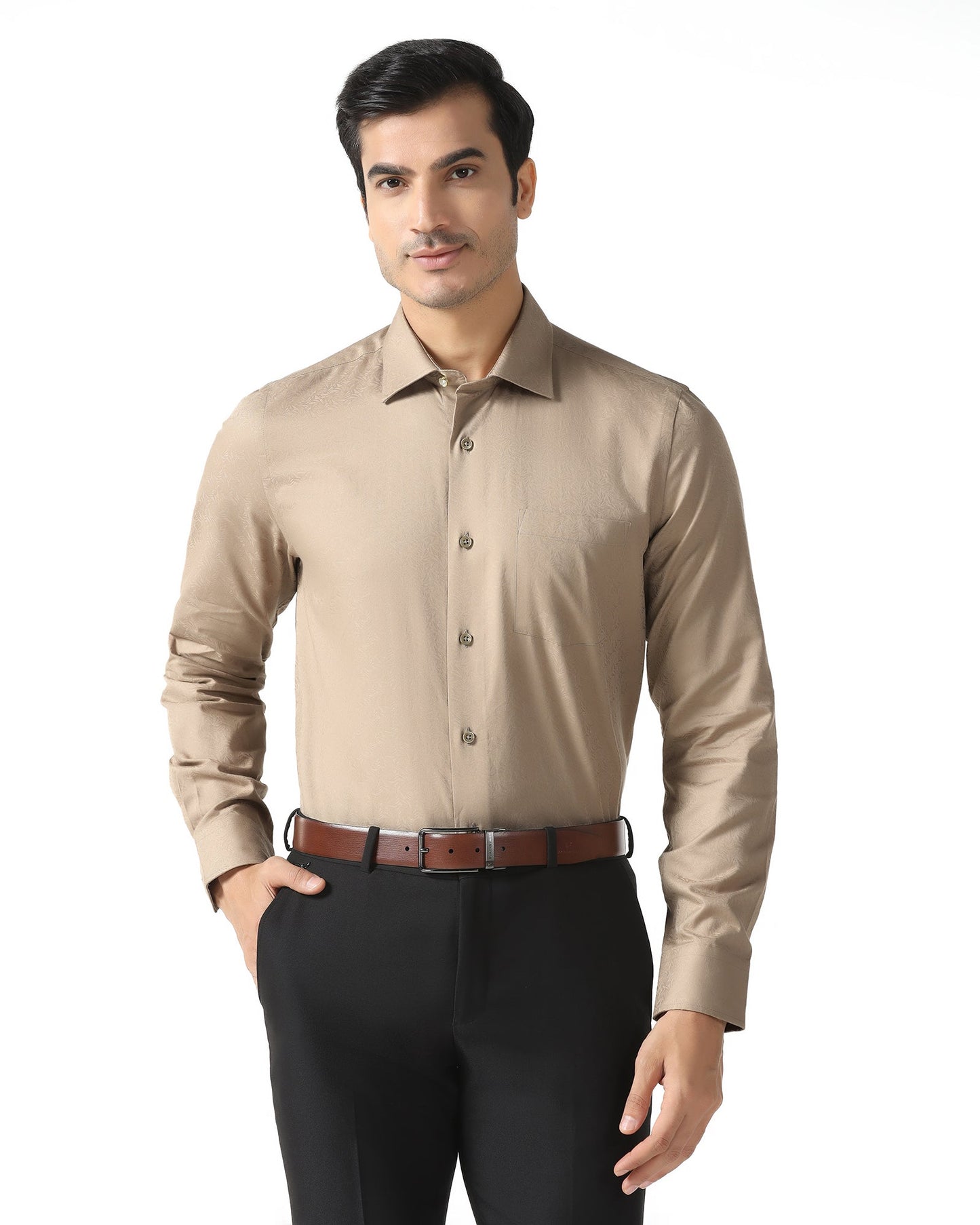 Beige Jacquard Shirt - Romeo