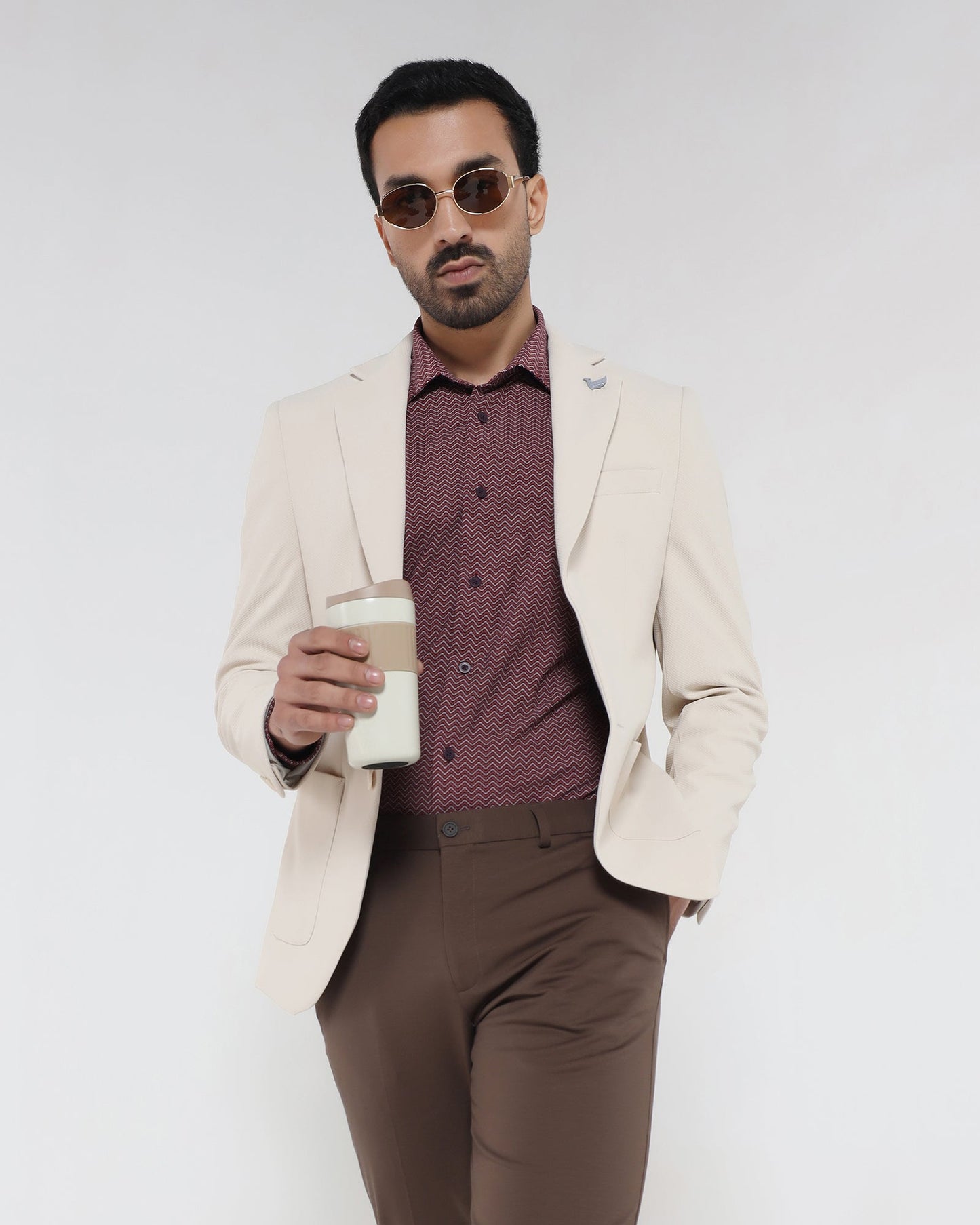 Beige TechPro Textured Blazer - Rodrygo
