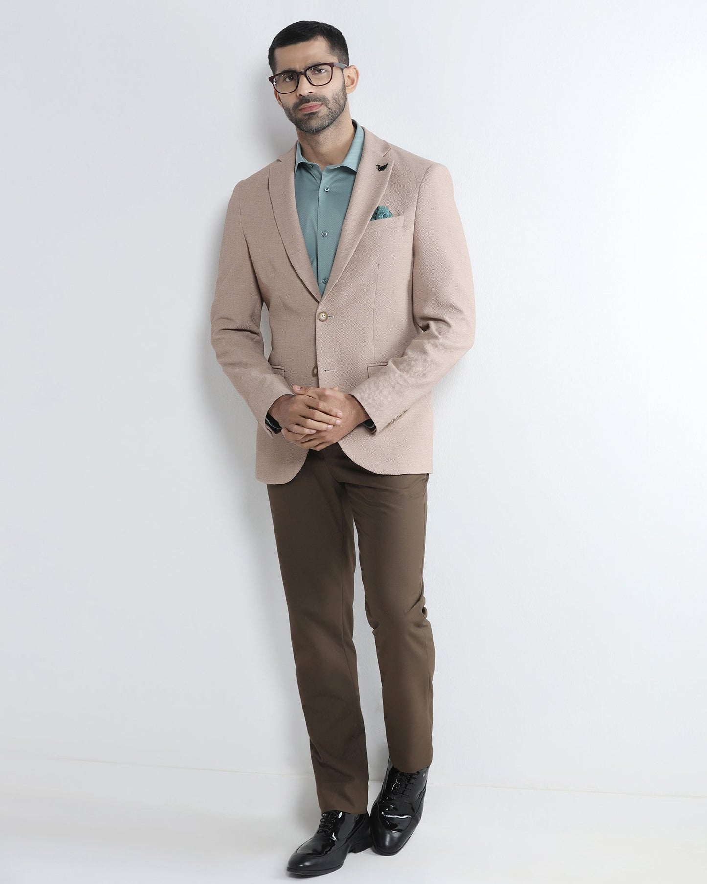 Beige Textured Blazer - Adams