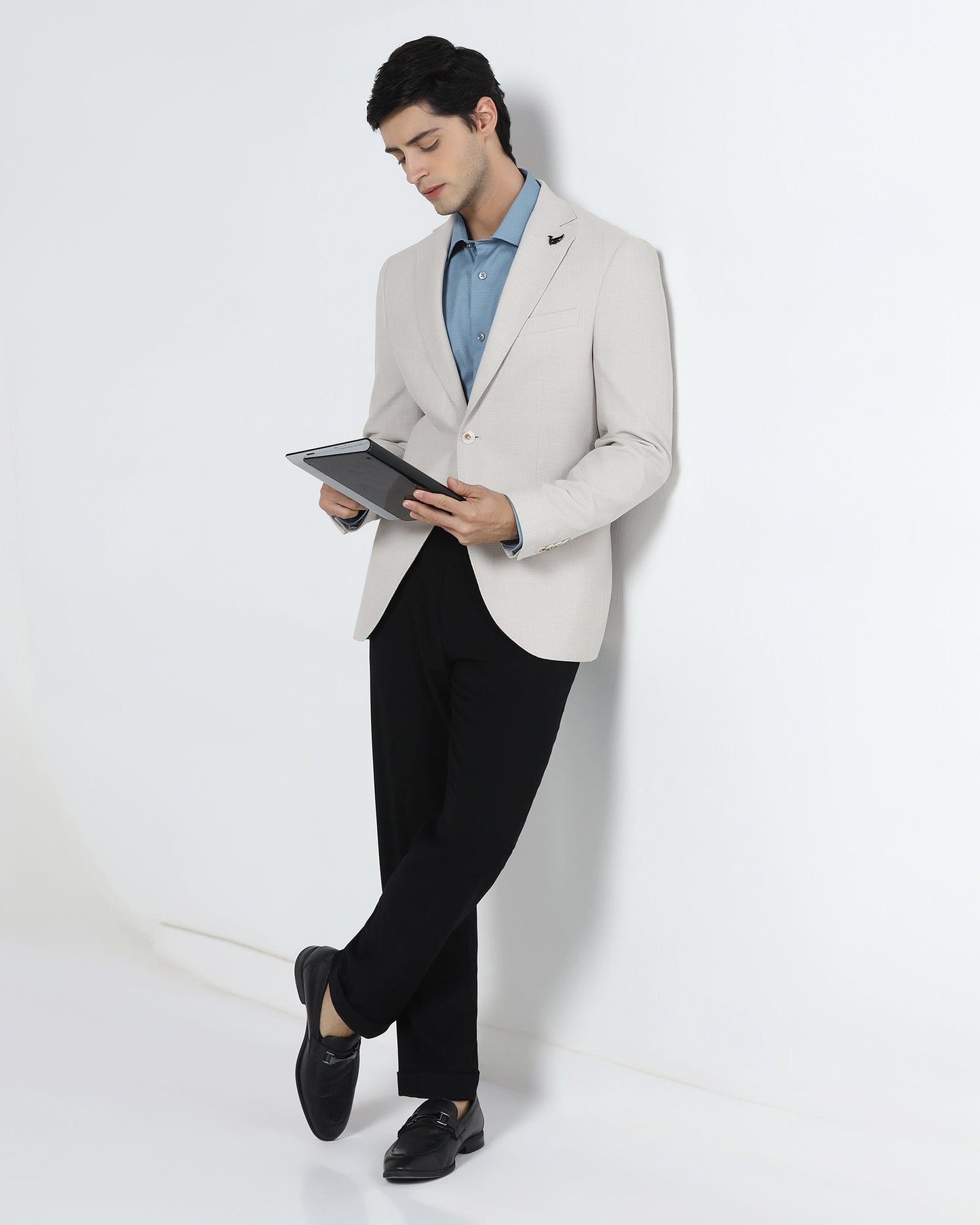 Beige Textured Blazer - Nico