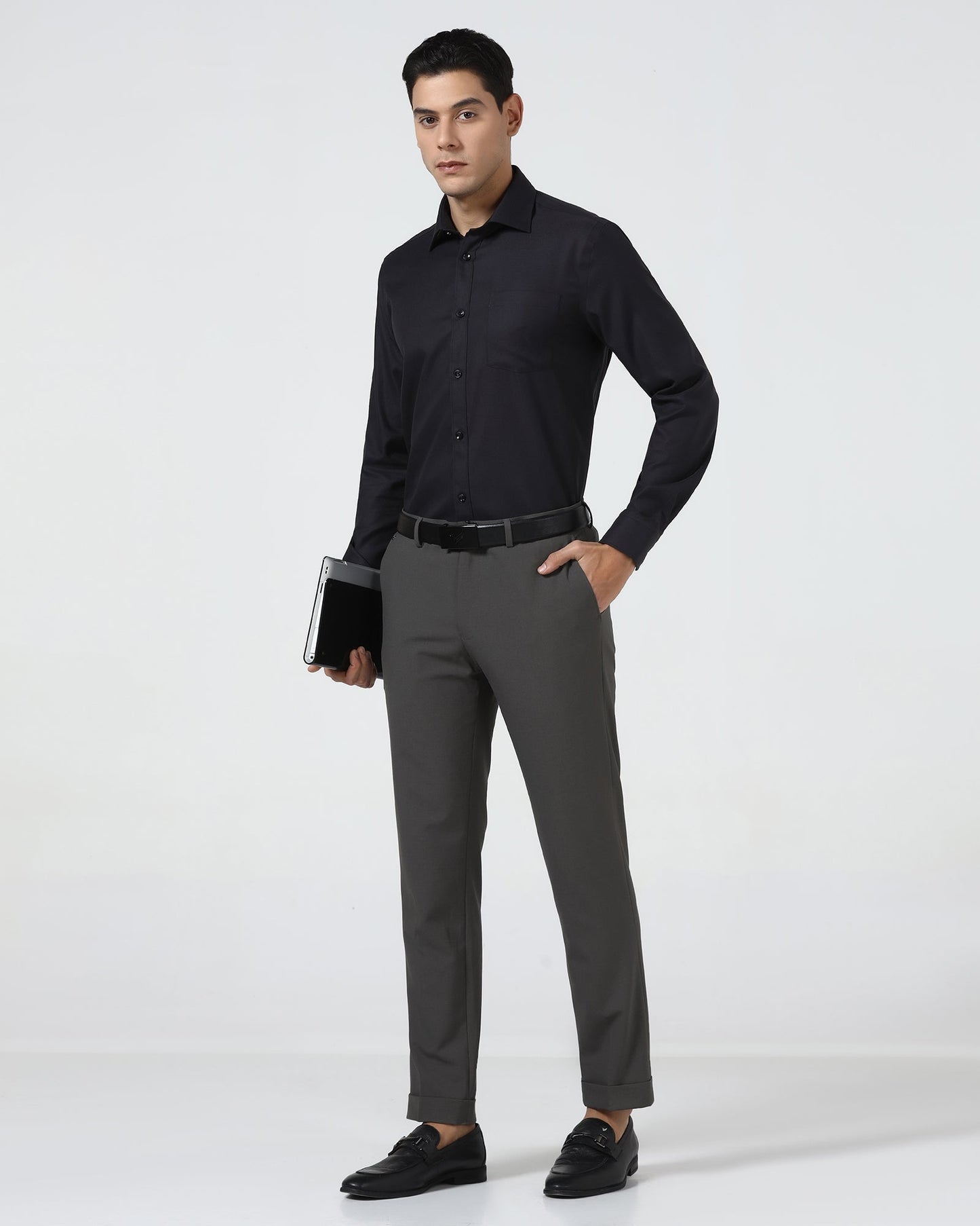 Black Non Iron Textured Shirt - Eliot