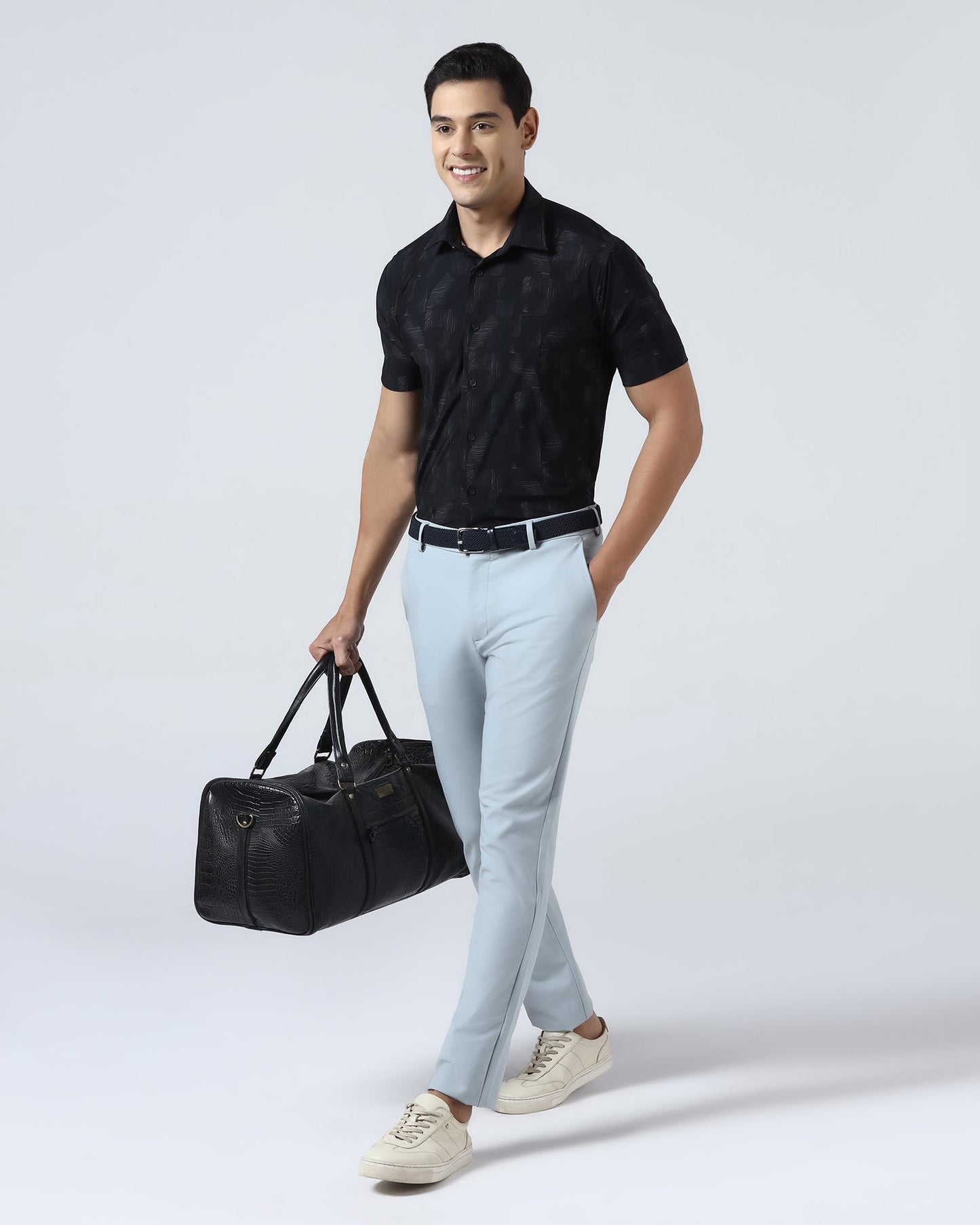 Black Half Sleeve TechPro Printed Shirt - Median