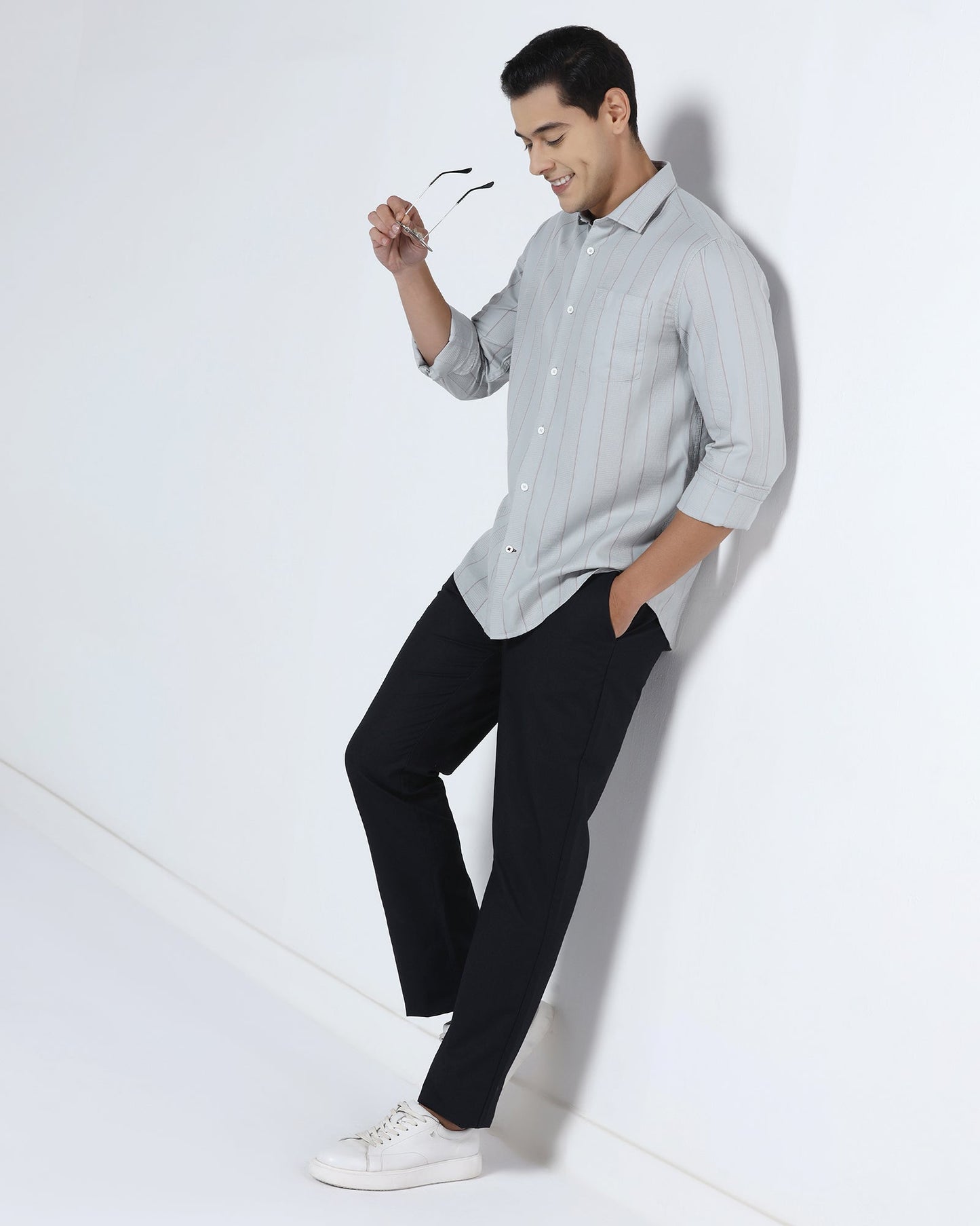 Black Textured Khakis - Oak