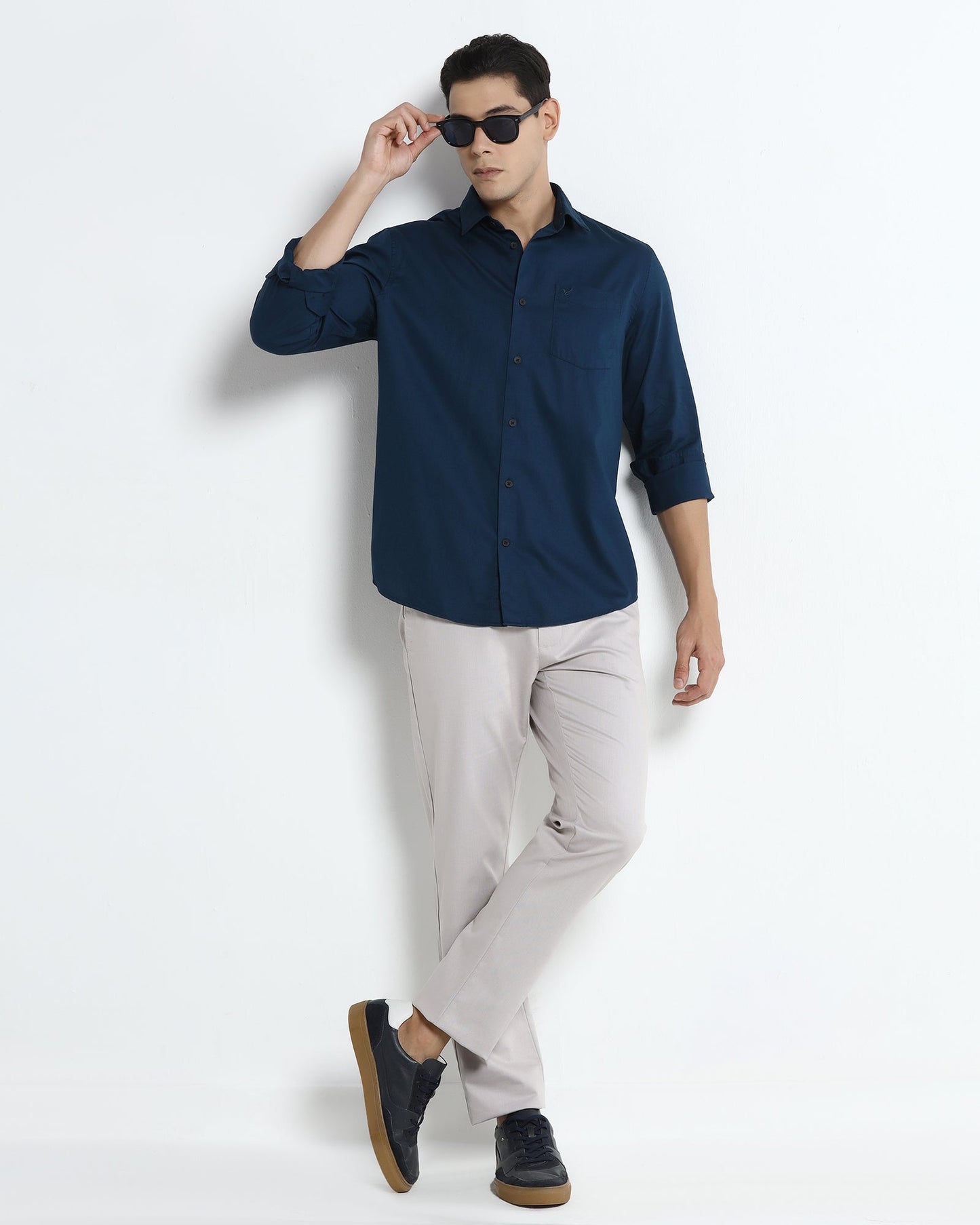 Blue Textured Shirt - Nuvan