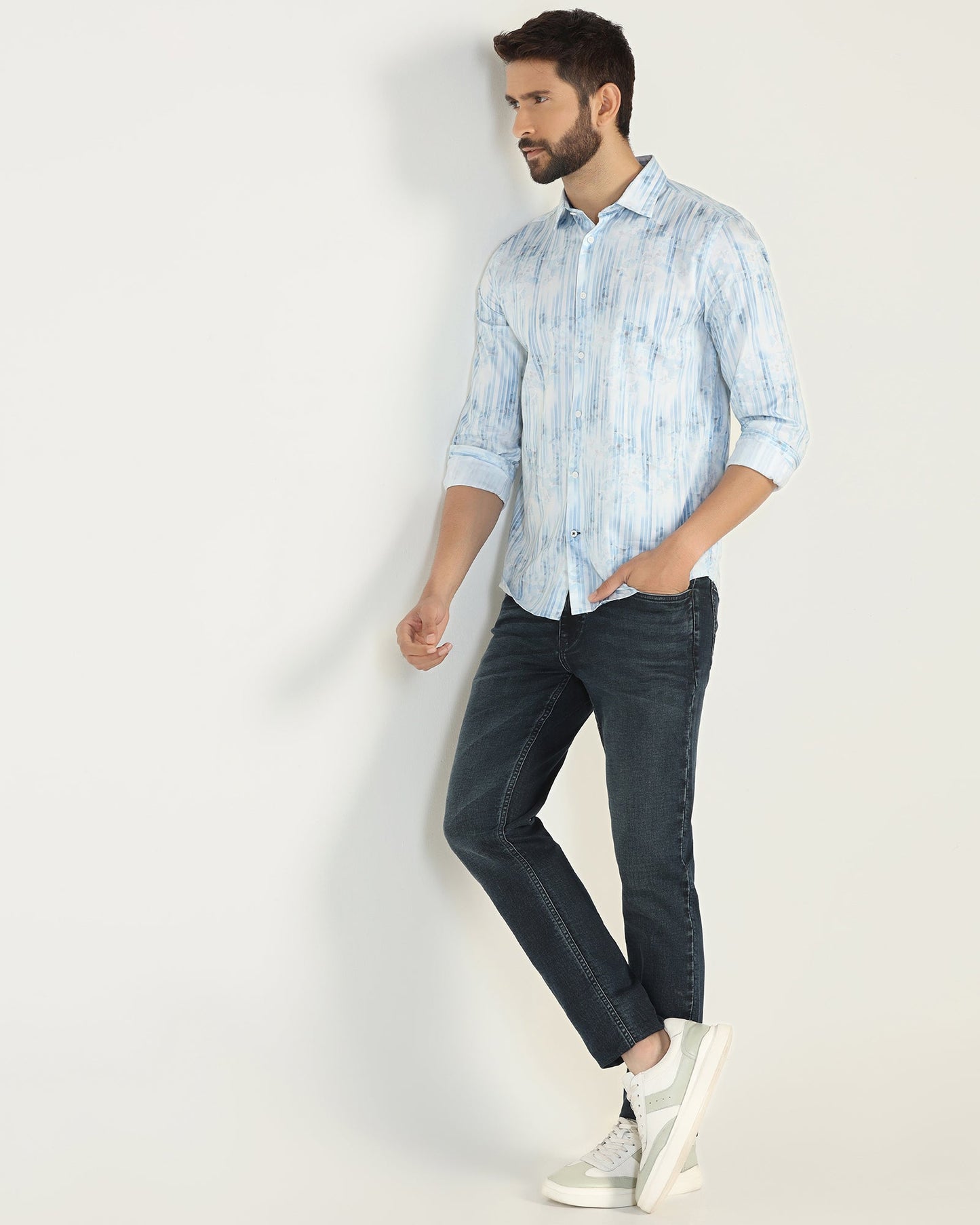Casual Blue Printed Shirt - Pacom