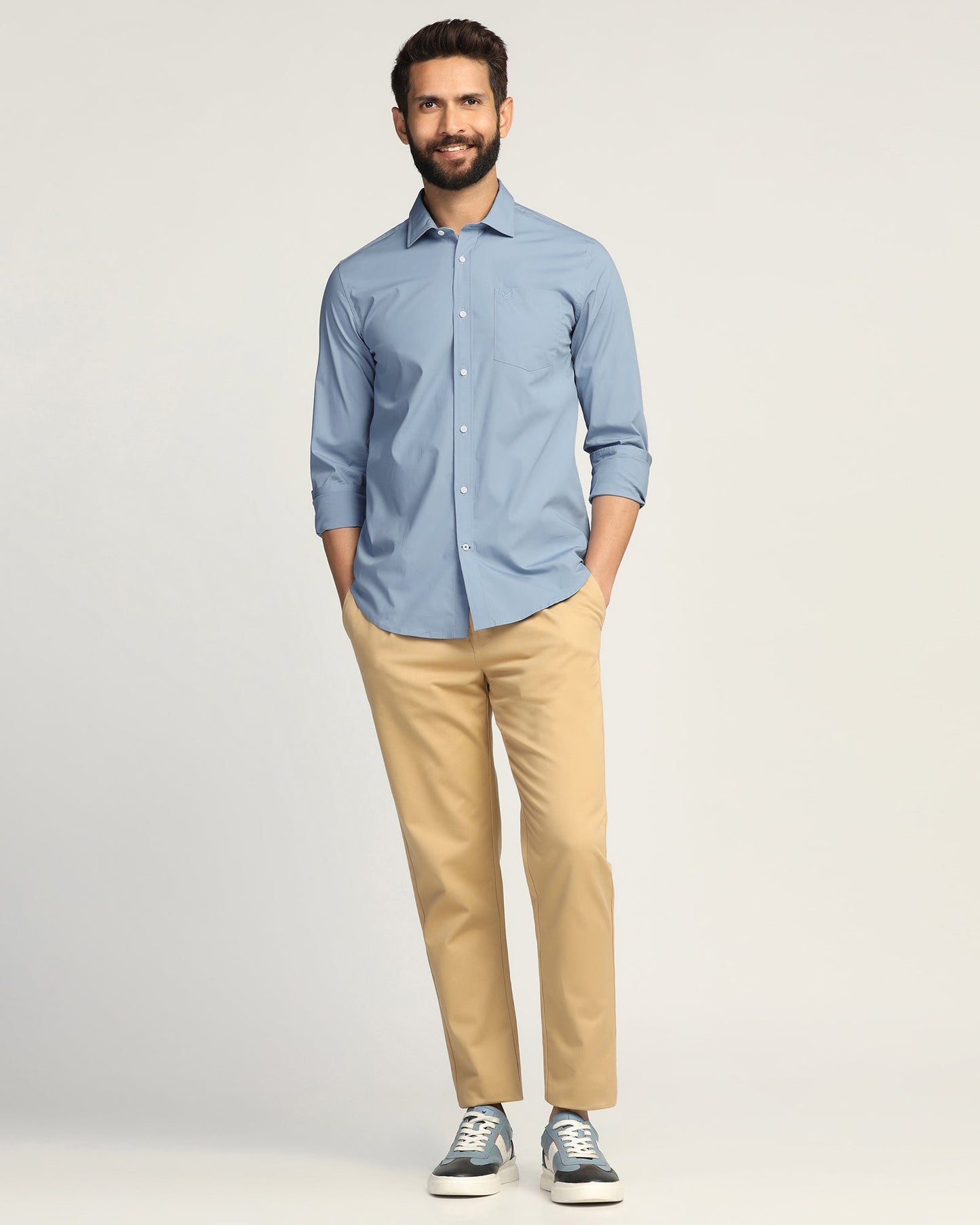 Casual Blue Solid Shirt - Lujo