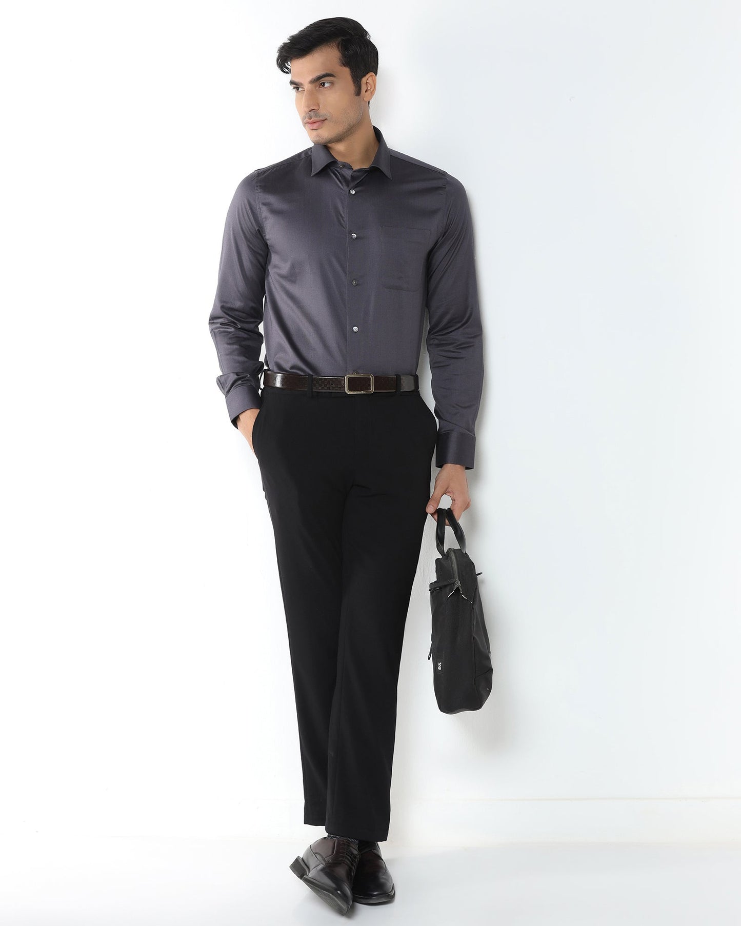 Charcoal Black Luxe Textured Shirt - Crypto