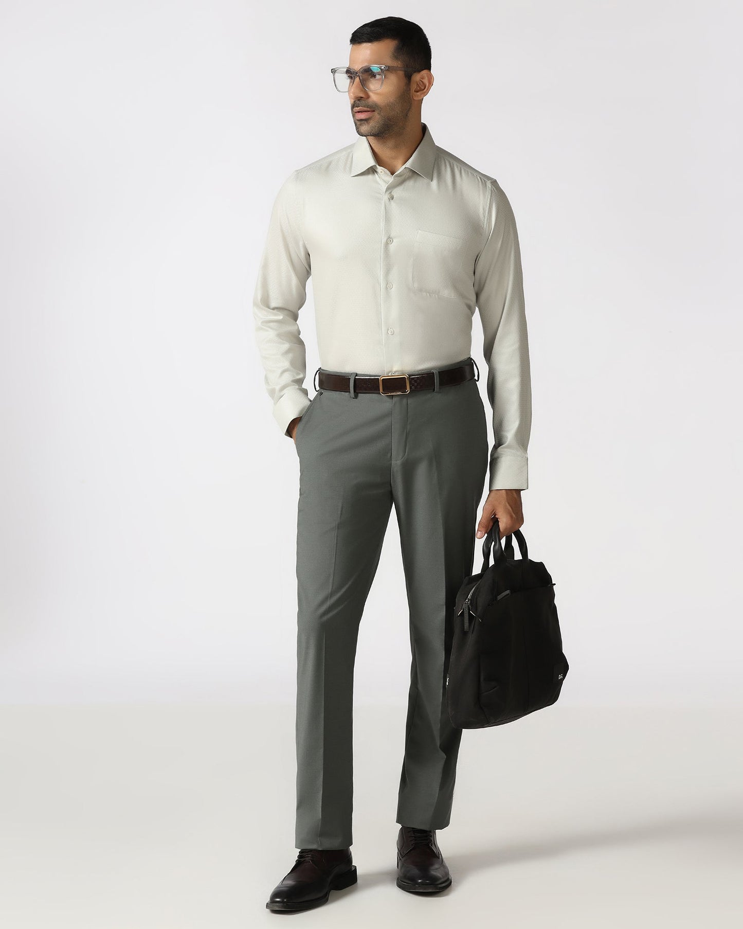 Cream Luxe Jacquard Shirt - Mirror
