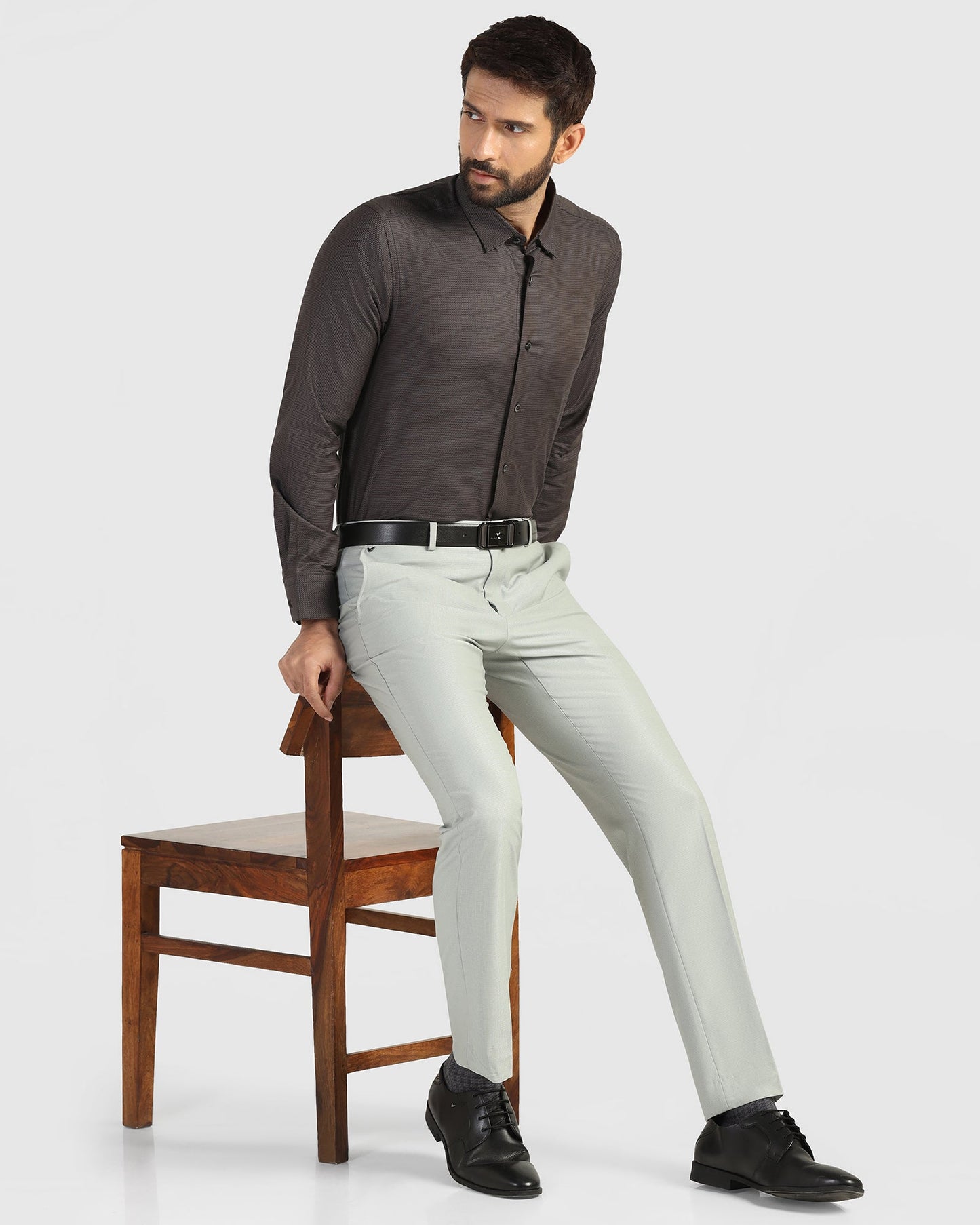 Formal Grey Textured Shirt - Amaze