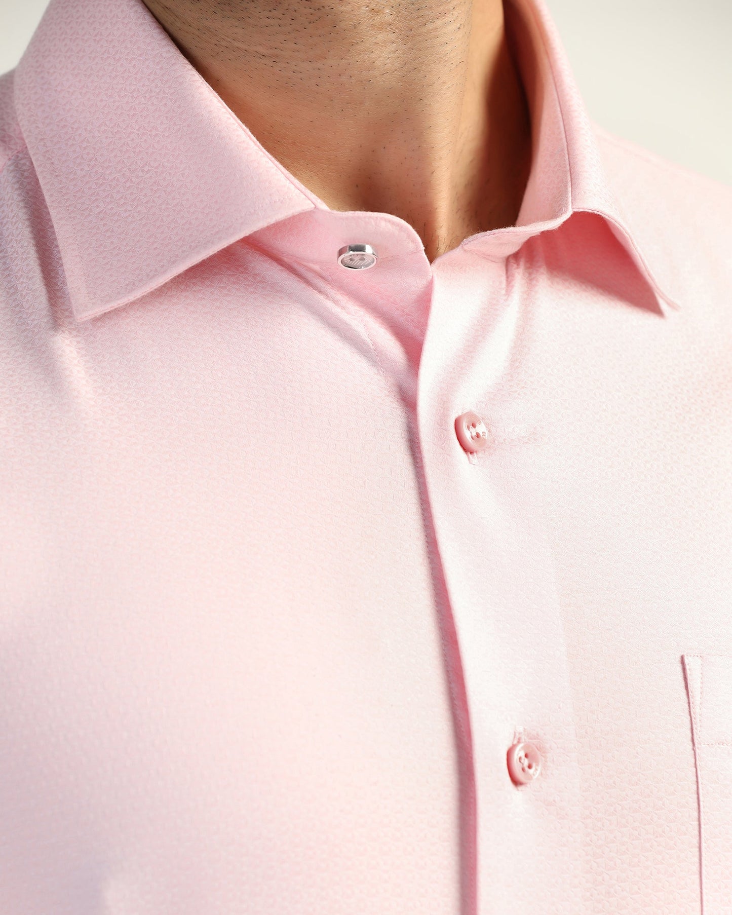Formal Pink Textured Shirt - Brick