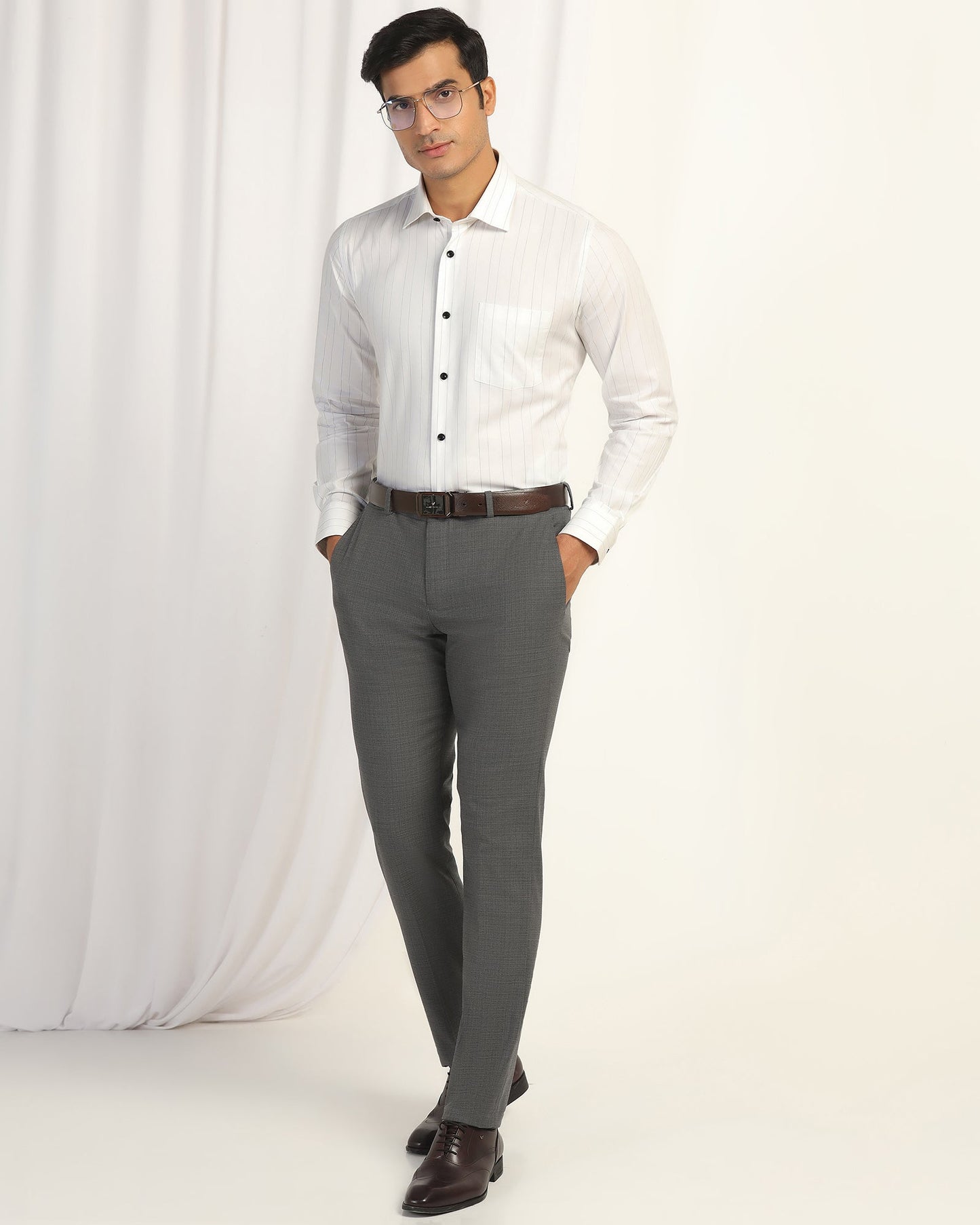 Formal White Stripe Shirt - Austin