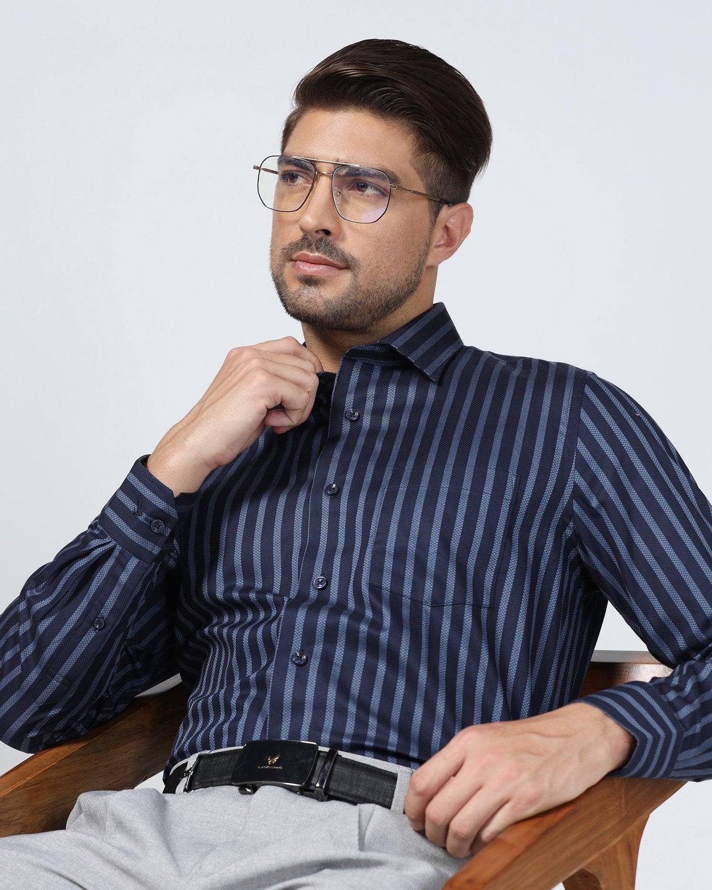 Formal Navy Stripe Shirt - Prism