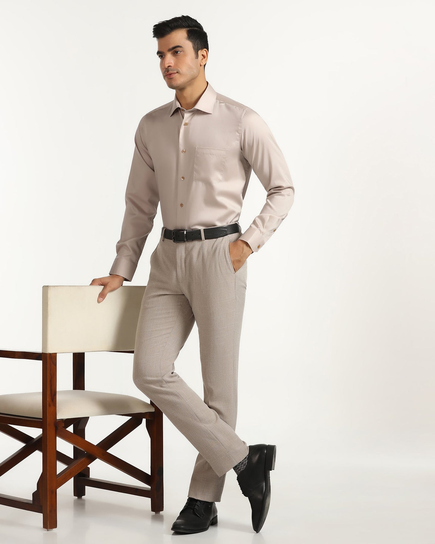 Formal Tan Solid Shirt - Roger