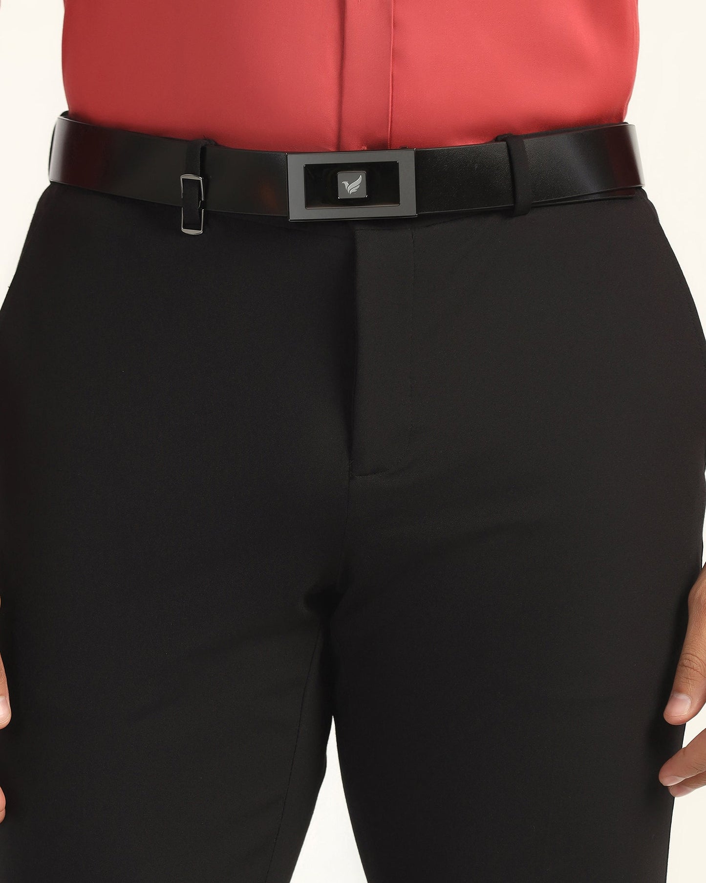 Leather Black Solid Belt - Visna