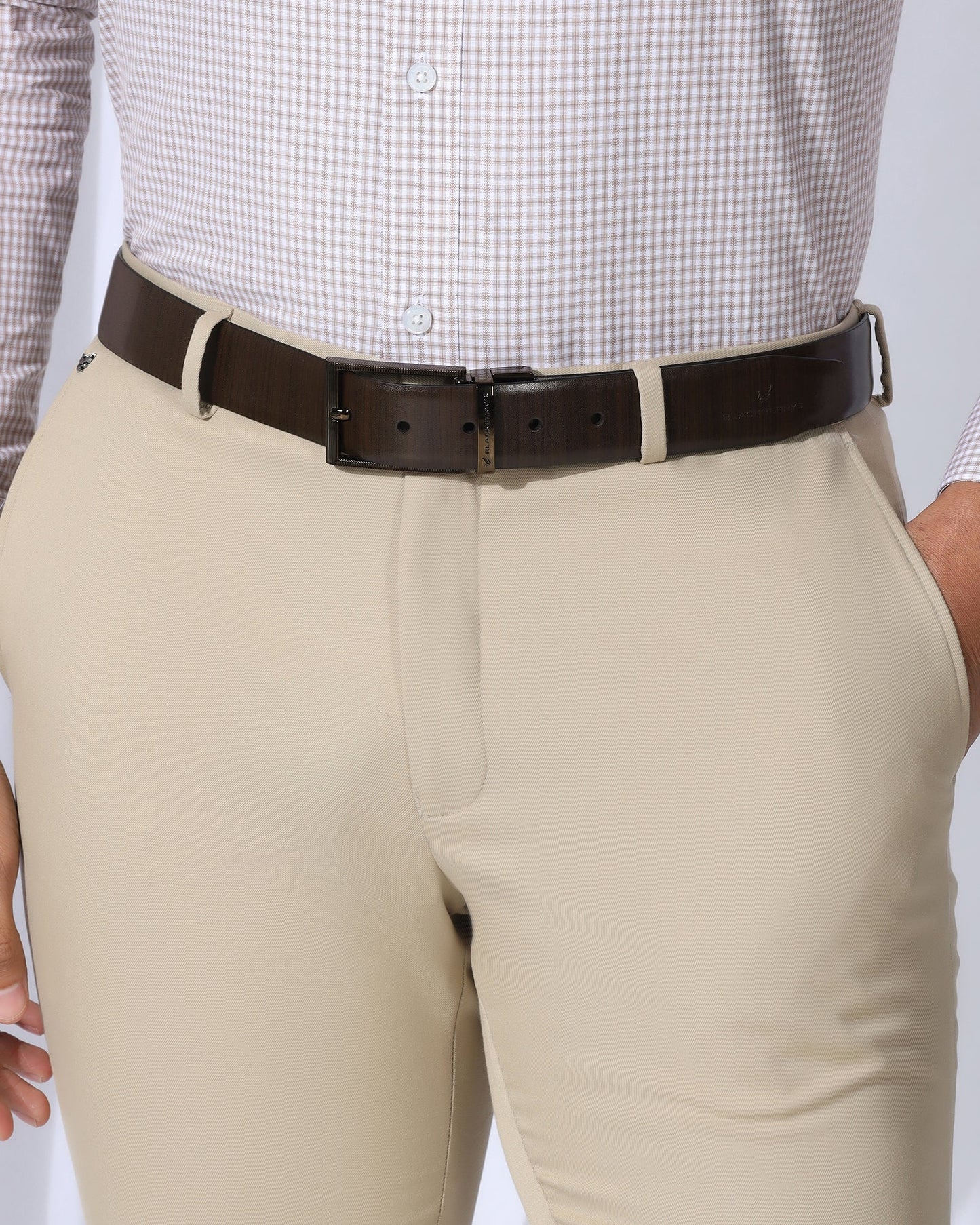 Leather Reversible Black & Tan Textured Belt - Vallen