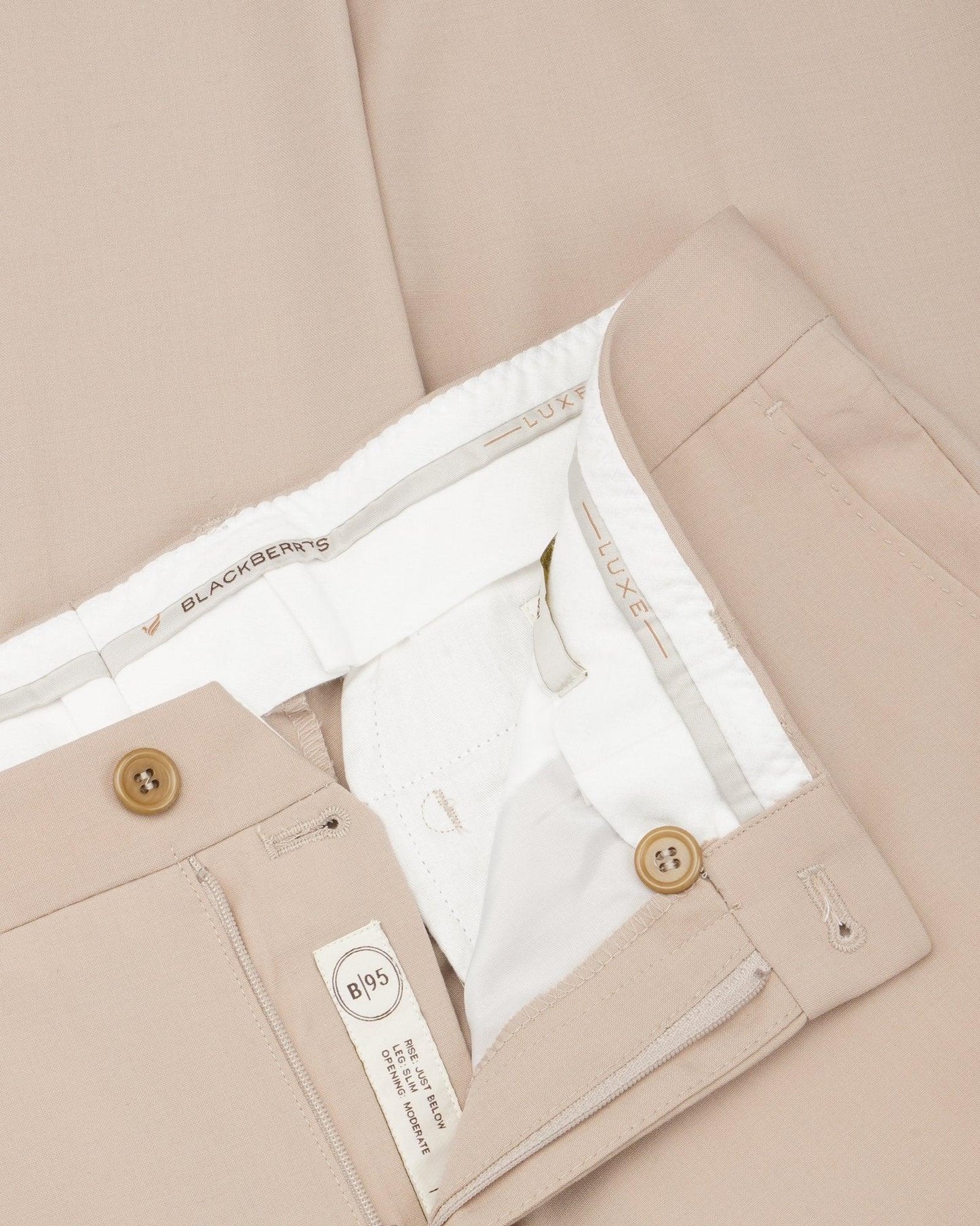 Lewis Formal Premium Stretch Trouser In Beige (B95 Fit) - blackberrys-clothing