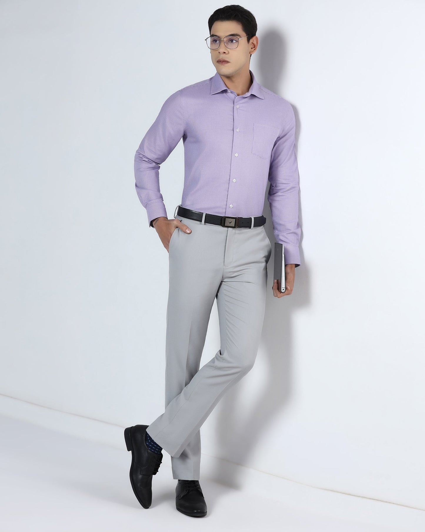 Light Grey Technowaist Textured Trouser - Alex