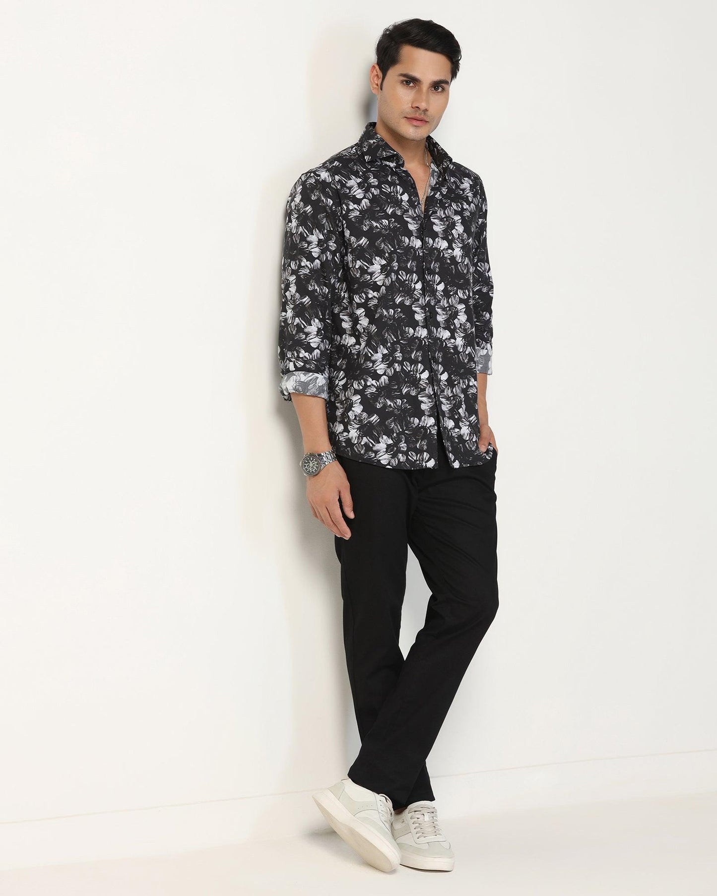 Slim Fit B-91 Casual Black Textured Khakis - Kart