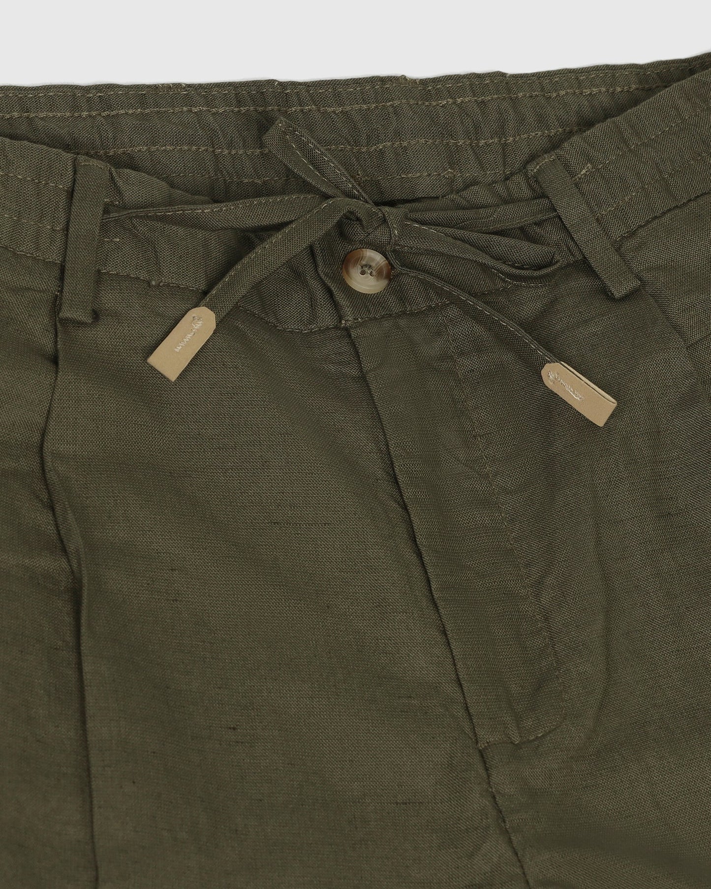 Linen Sneaker Fit Casual Olive Solid Khakis - Kinston