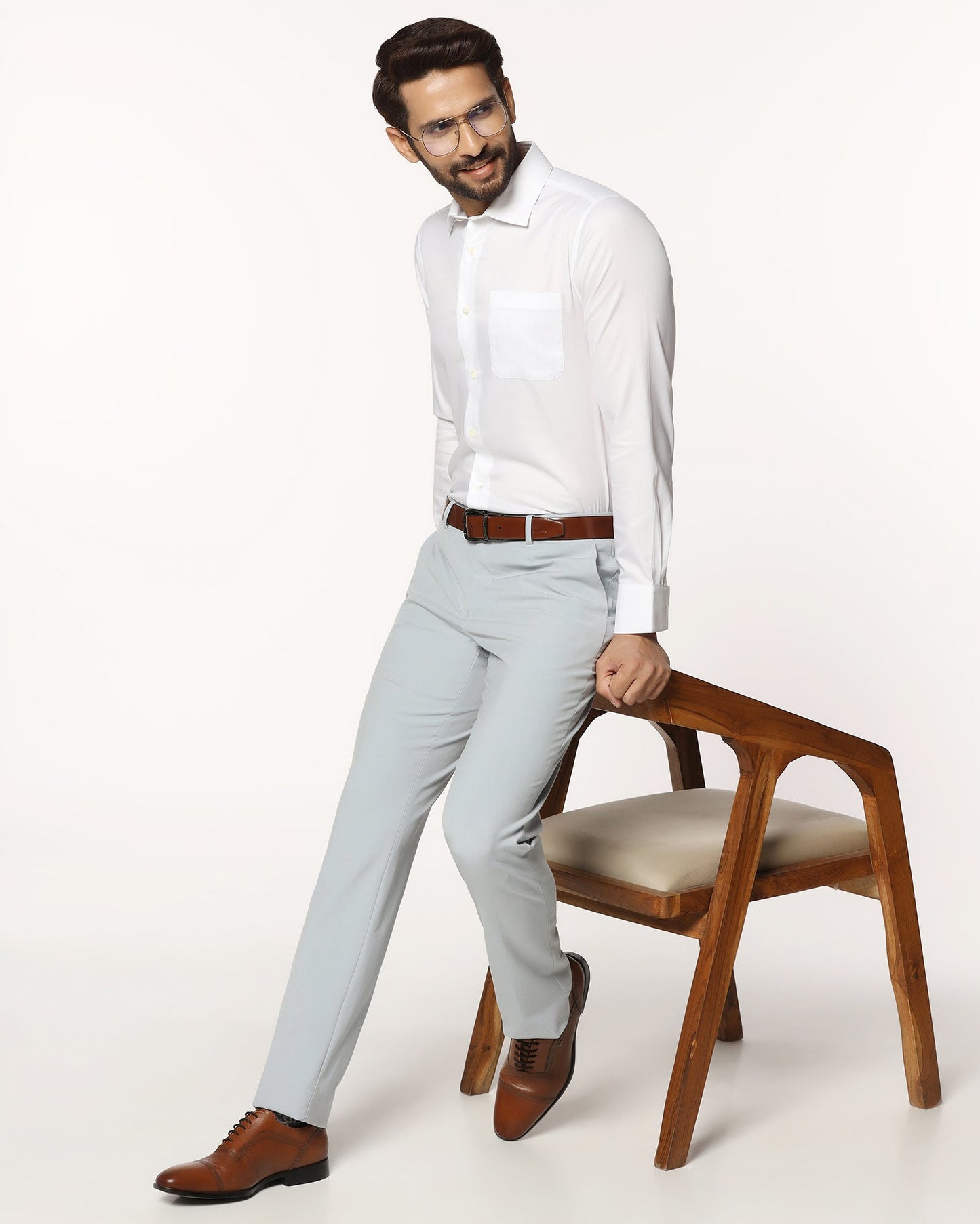 Luxe Formal White Textured Shirt - Twix