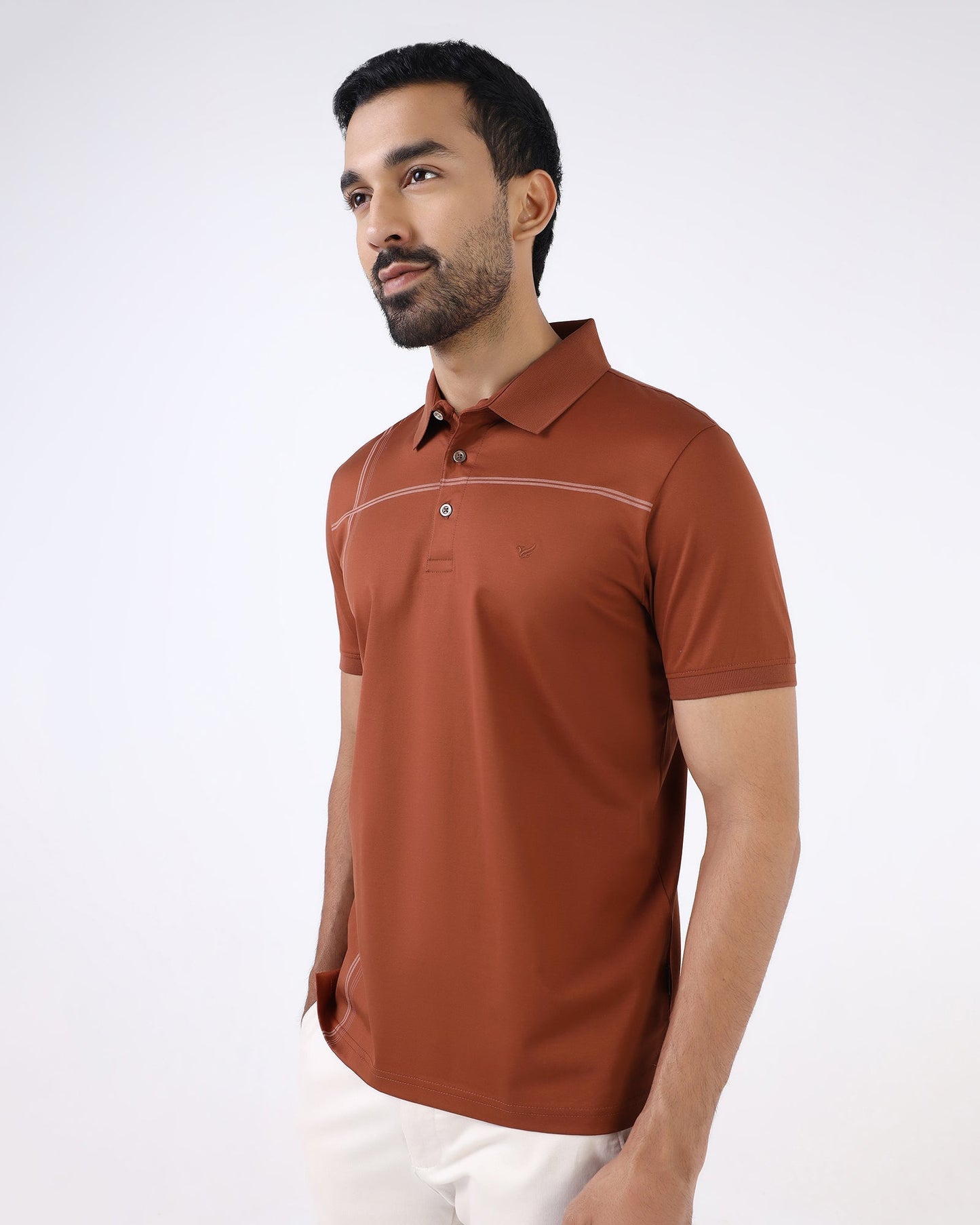Mid Brown Luxe Textured Polo - Rickon