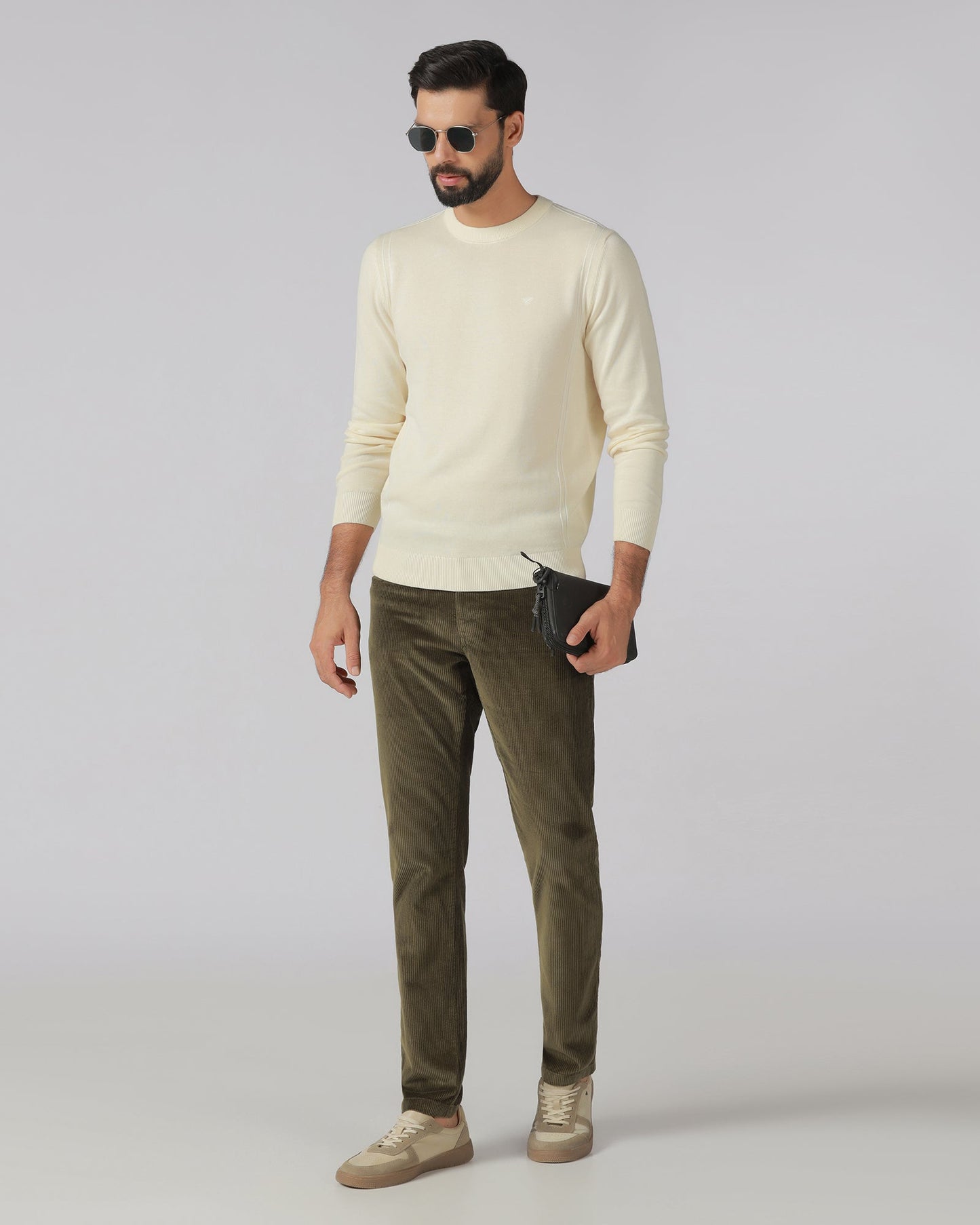 Moss Corduroy Solid Khakis - Veil