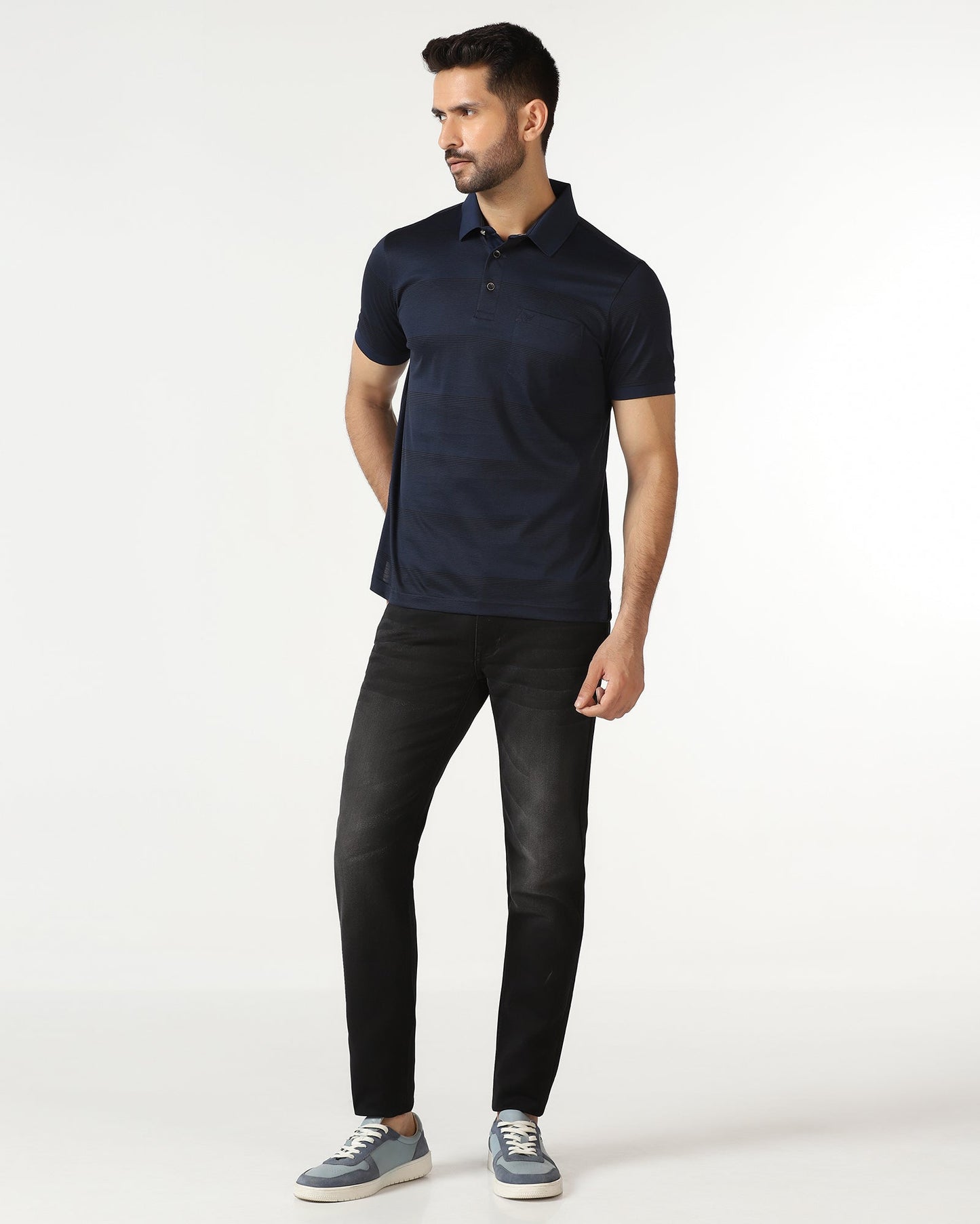 Navy Stripe Polo - Tip