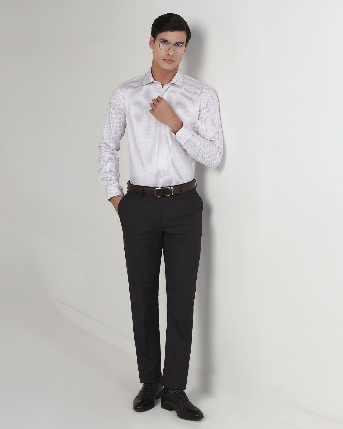 Navy Textured Trouser - Bran