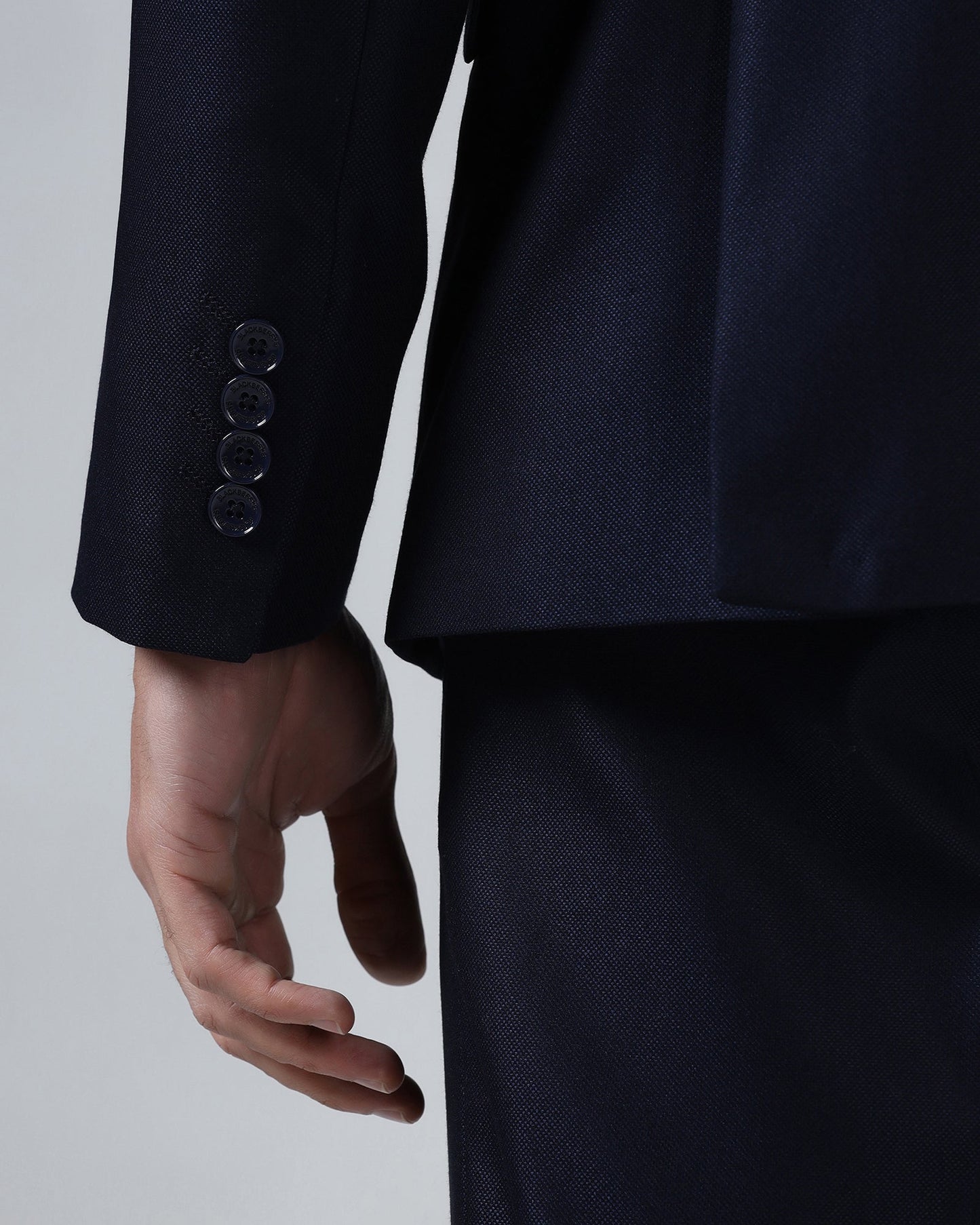 Navy Three Piece Textured Suit - Venmo