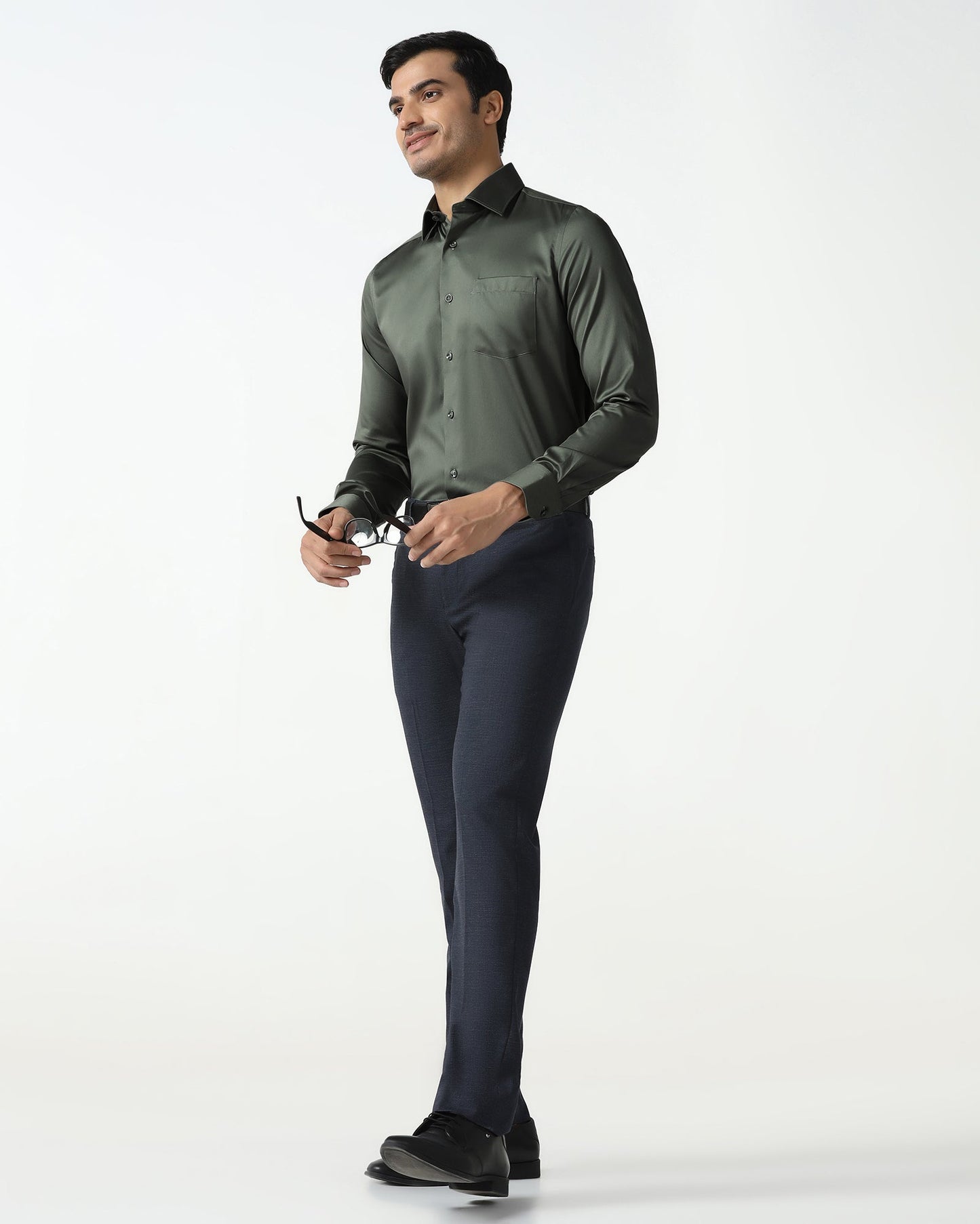 Olive Non Iron Solid Shirt - Sylvia