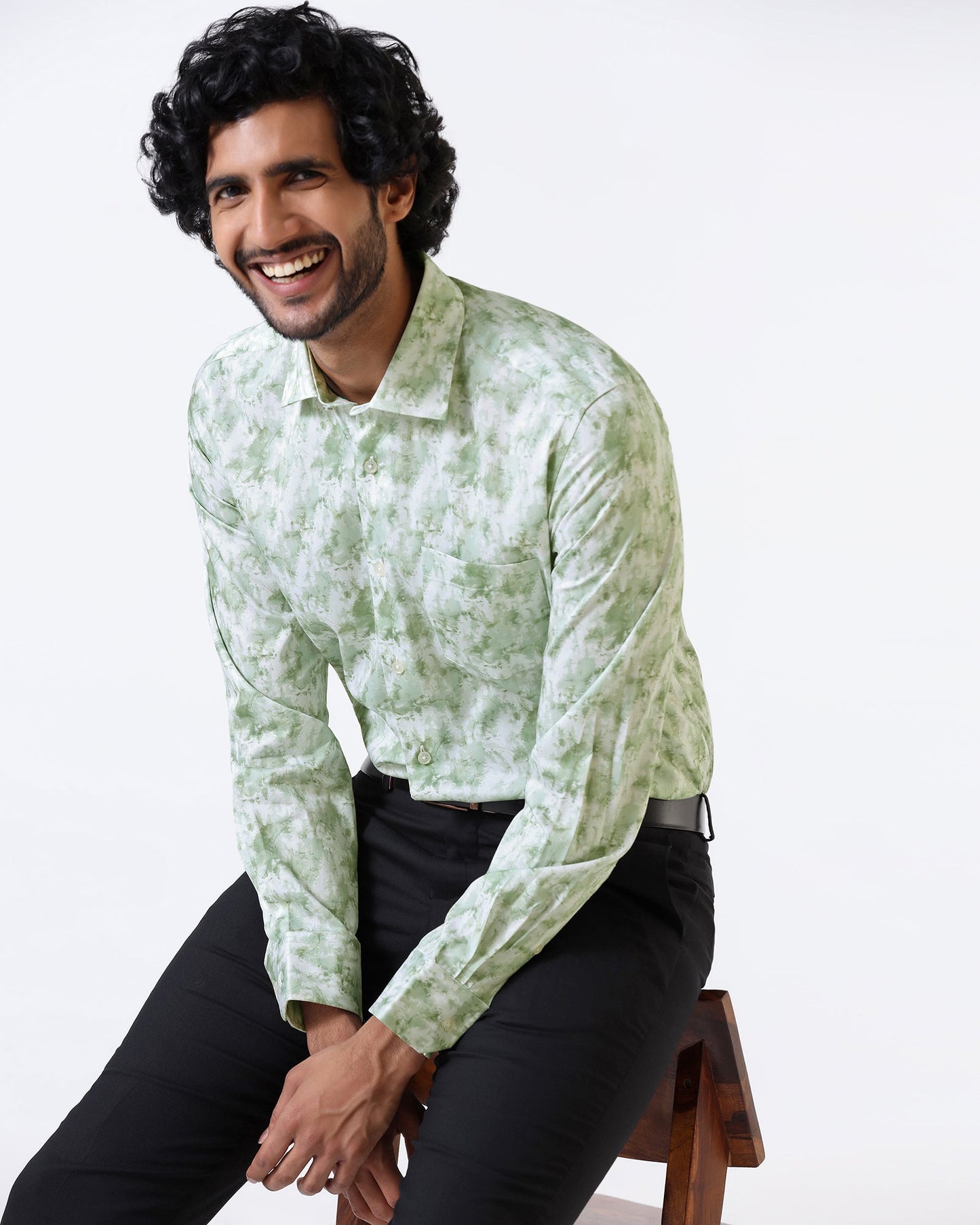 Sage Green Printed Shirt - Piano