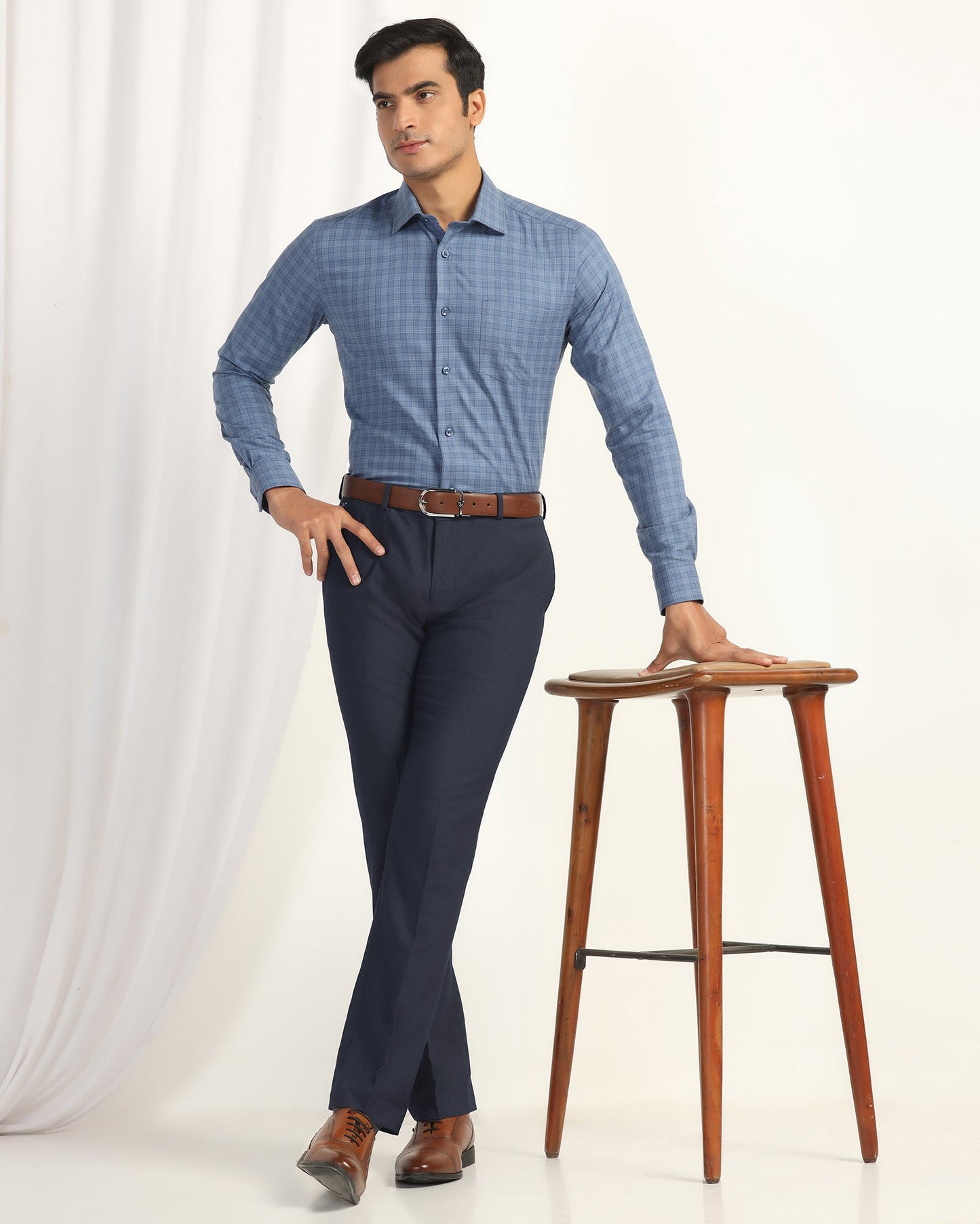 Slim Comfort B-95 Formal Navy Textured Trouser - Coach