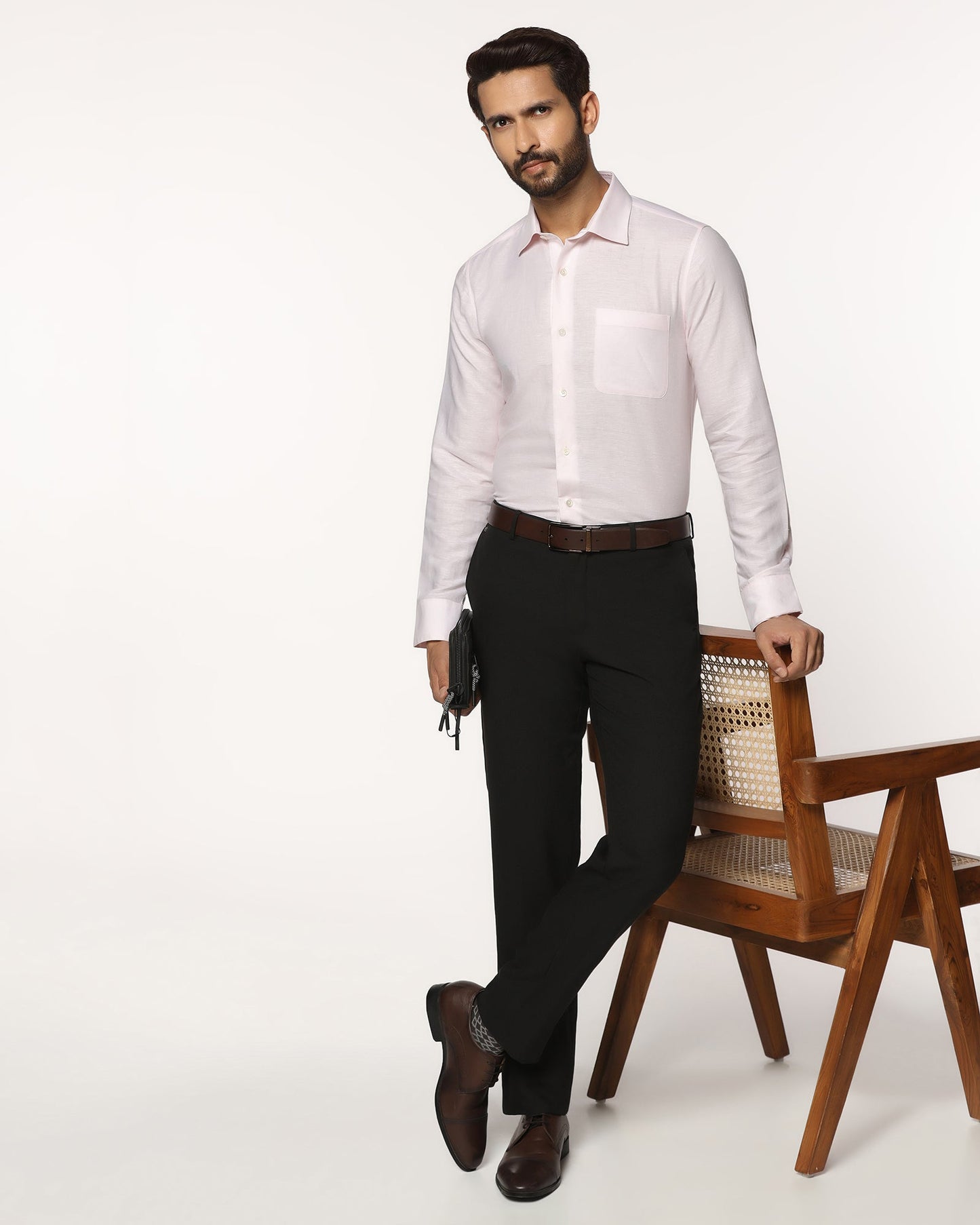Slim Fit B-91 Formal Black Textured Trouser - Tumi