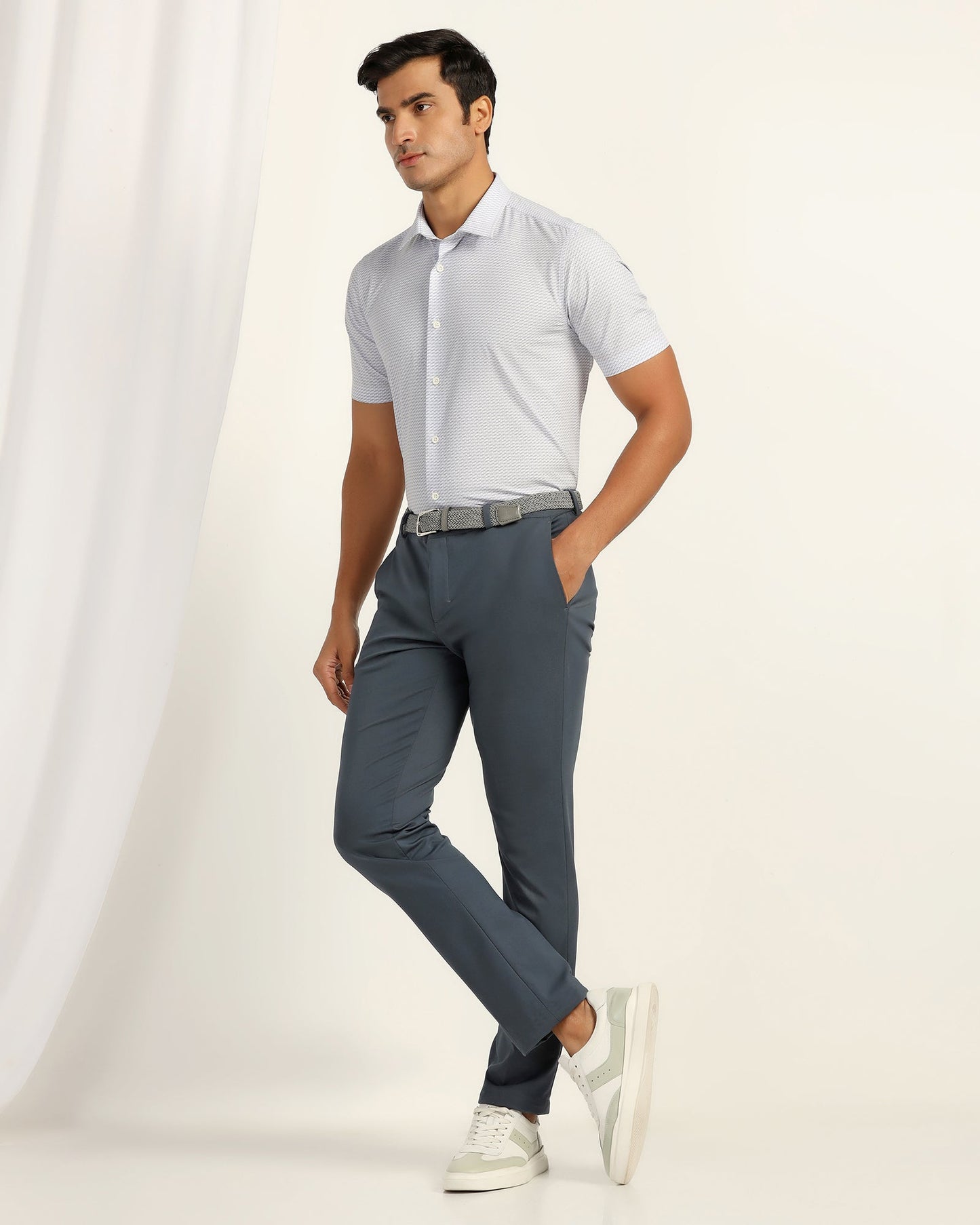 TechPro Formal Half Sleeve White Printed Shirt - Ivan