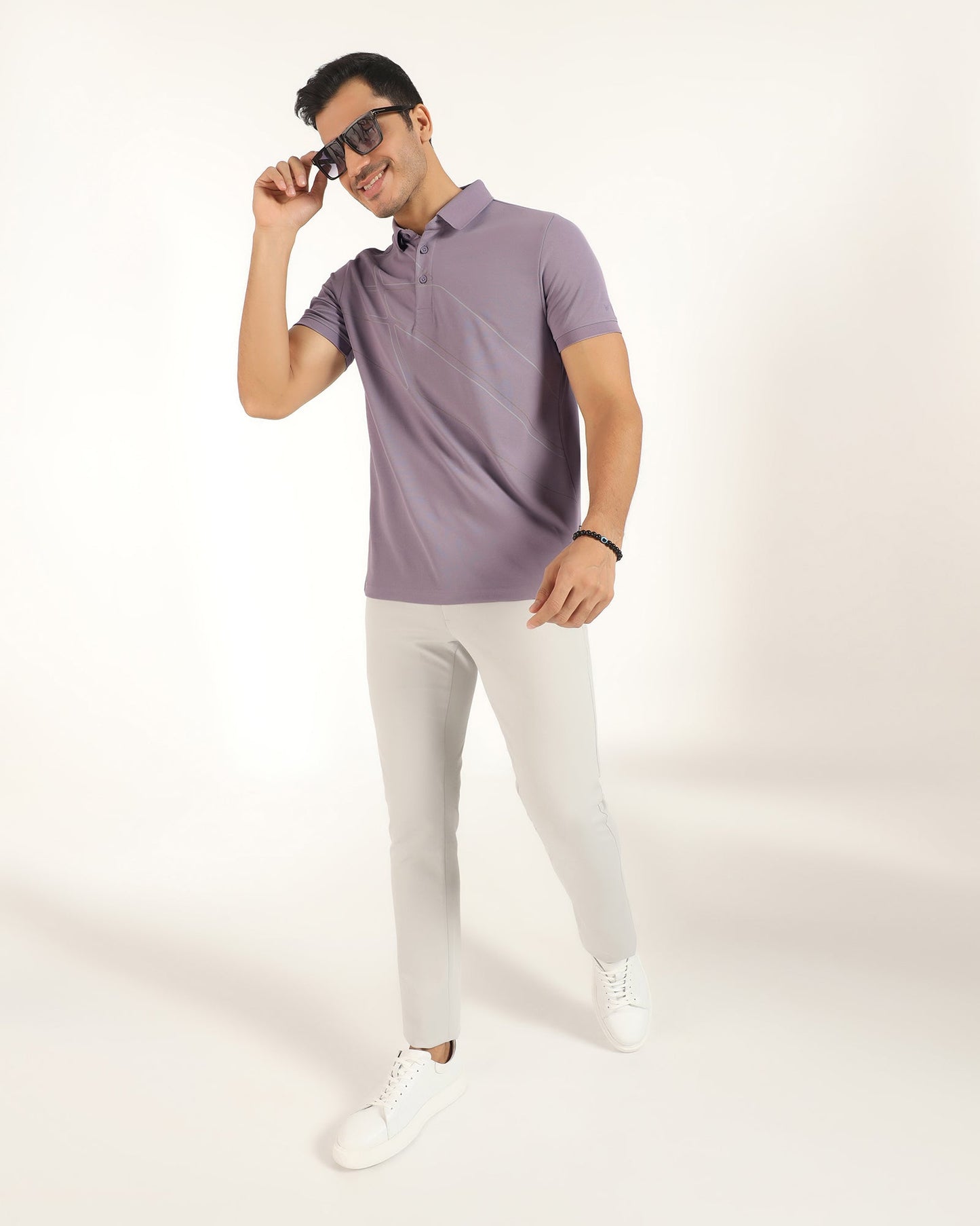 TechPro Polo Light Purple Printed T-Shirt - Slash