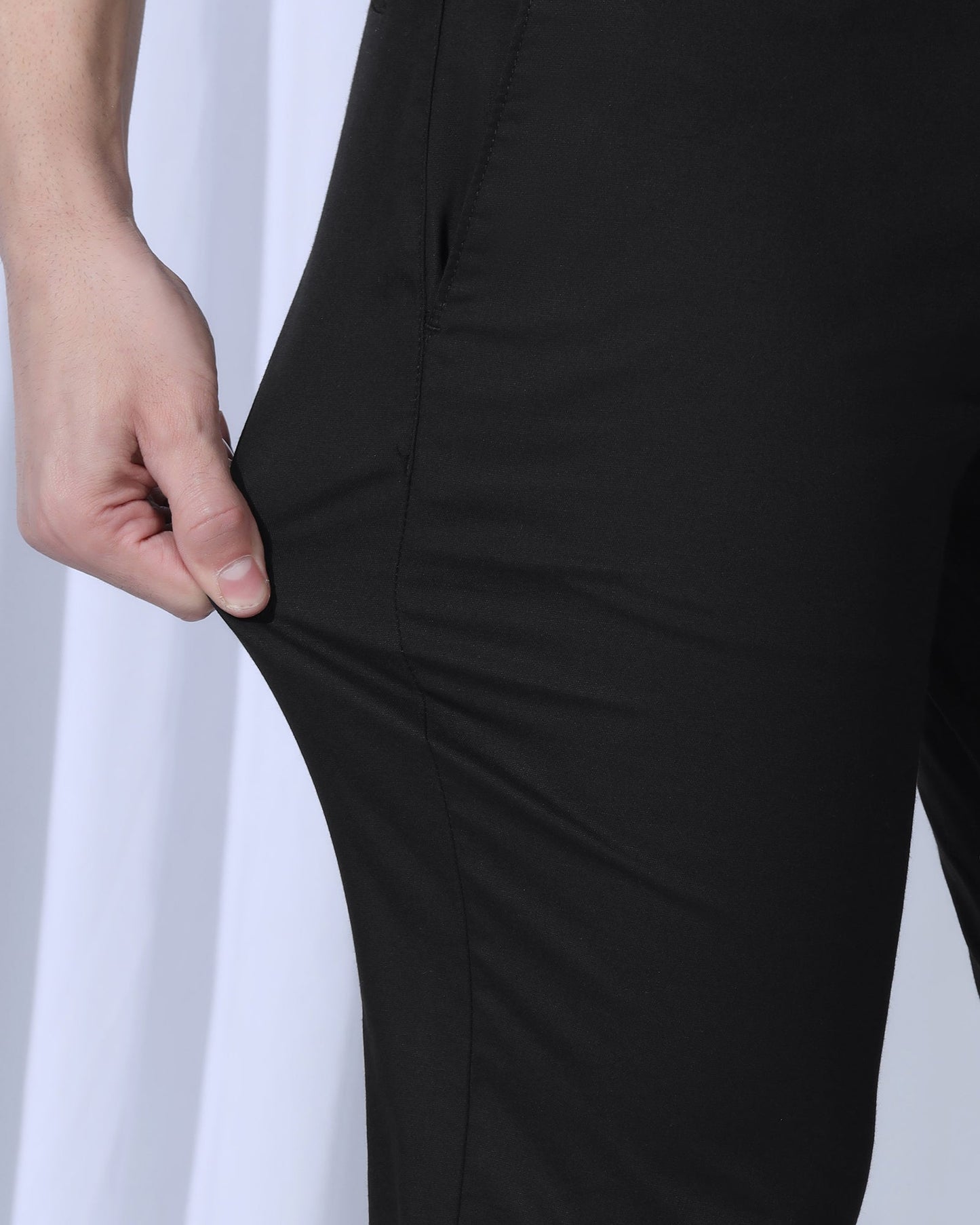 TechPro Slim Comfort B-95 Casual Black Solid Khakis - Androit