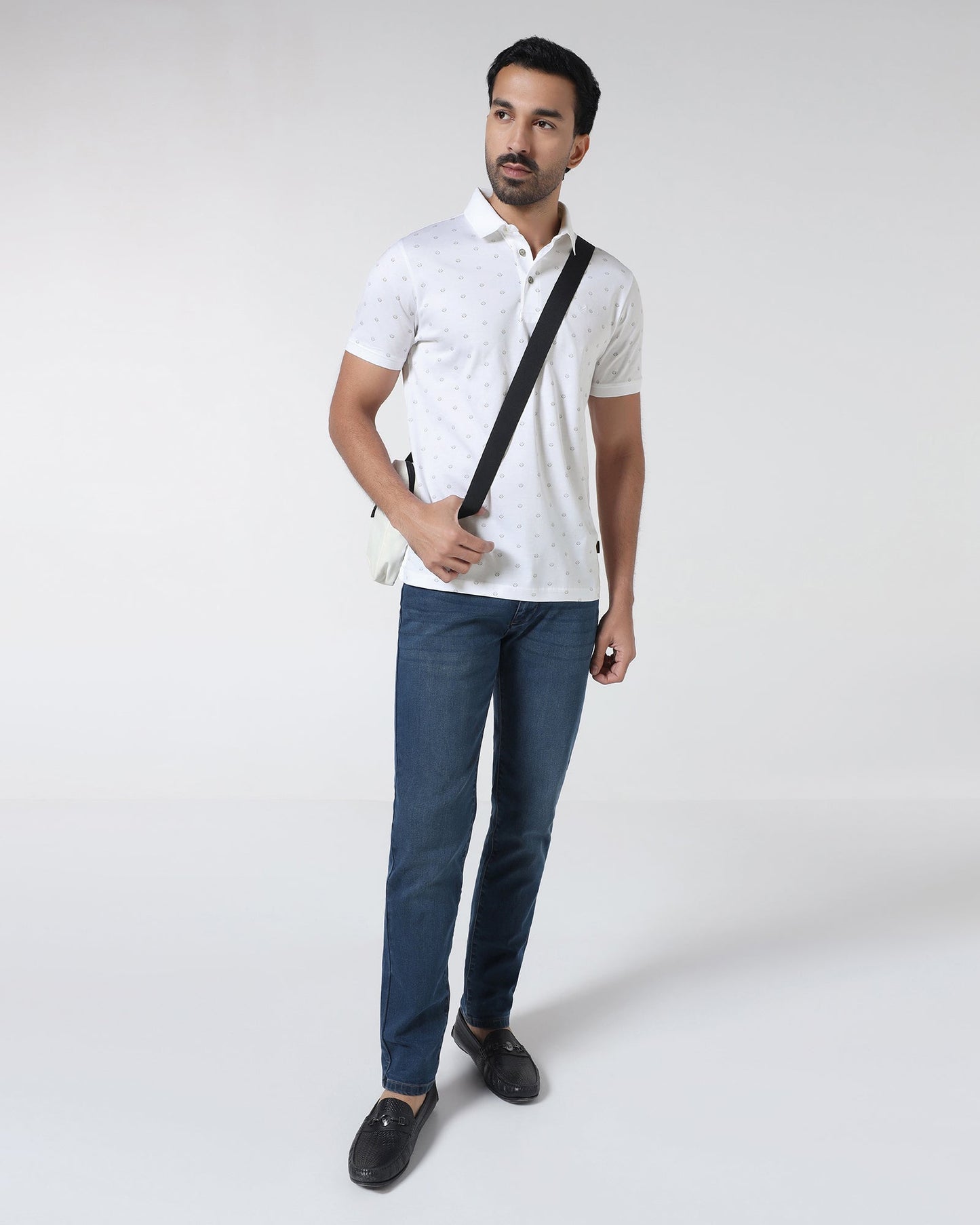 White Printed Polo - Joey
