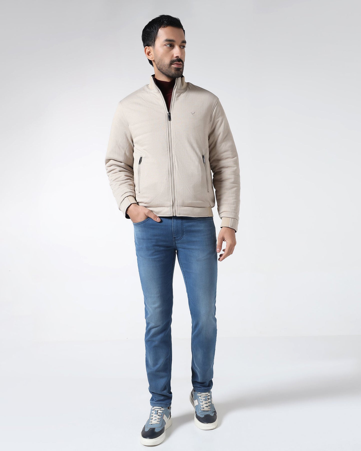 Wine Reversible Solid Zipper Jacket - Fietro