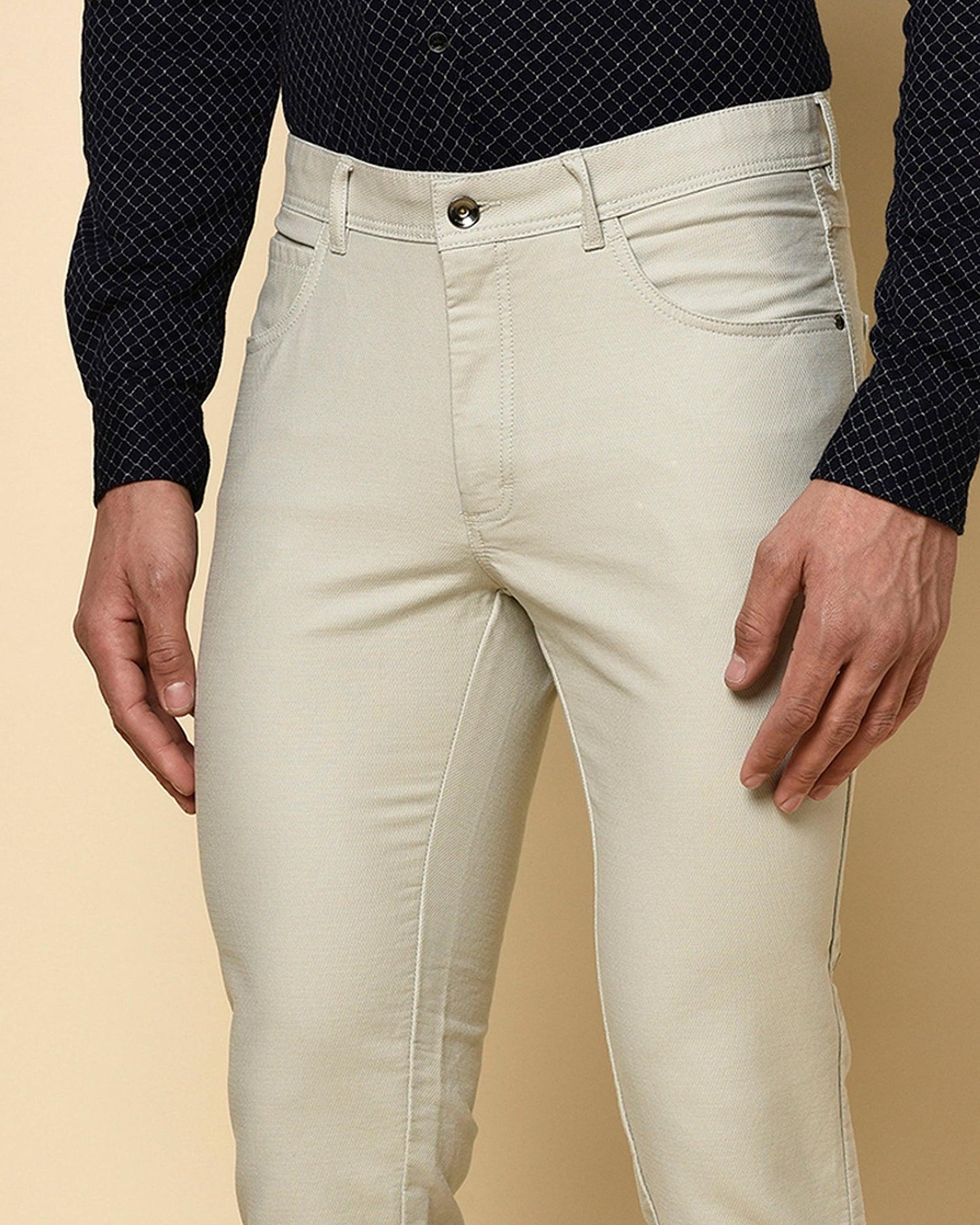 B5P Casual Ivory Solid Khakis - Eva - Blackberrys