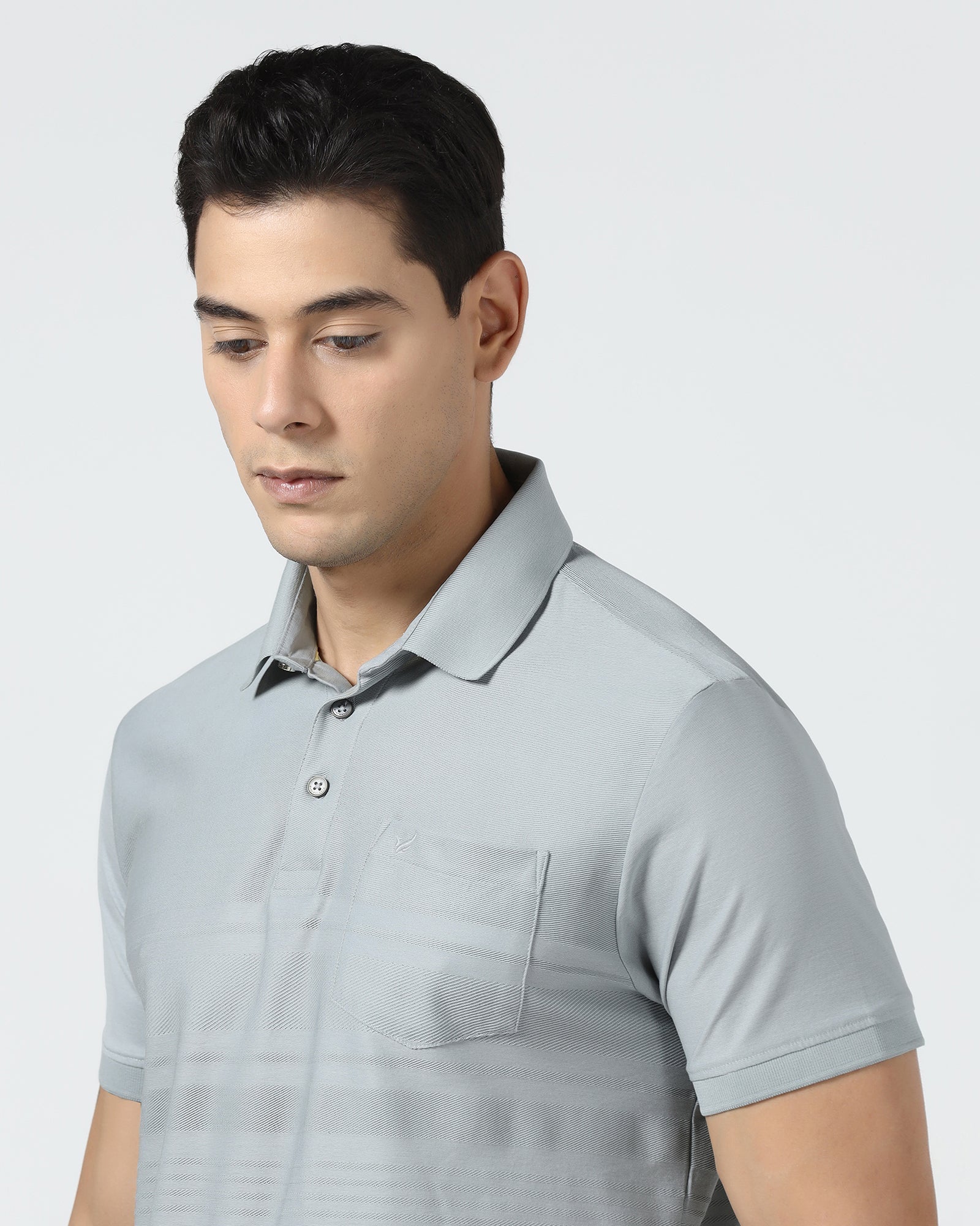 Ash Grey Textured Polo - Peek