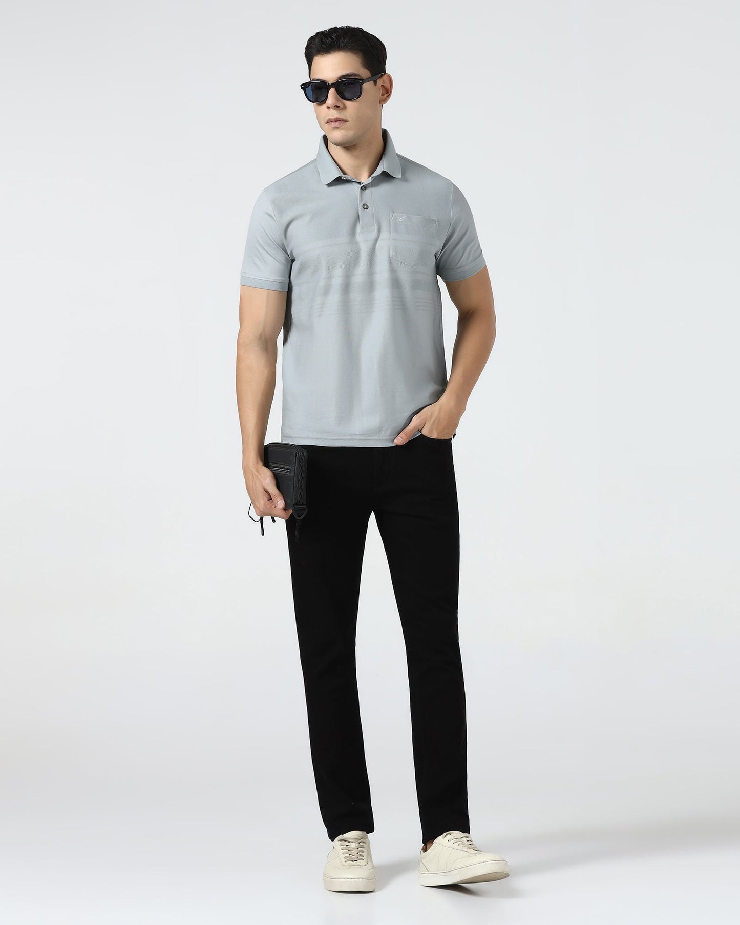 Ash Grey Textured Polo - Peek