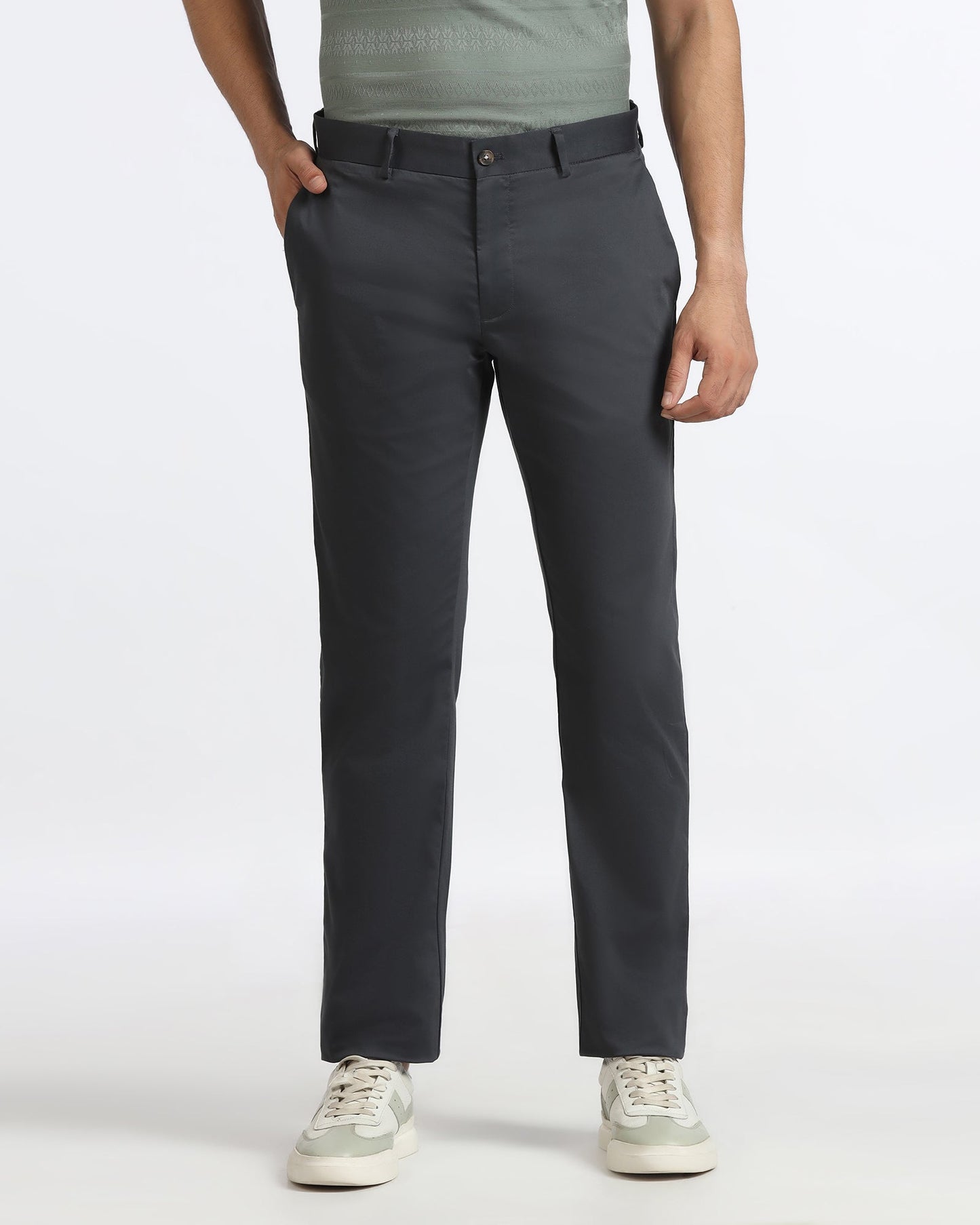 Ash Grey Non Iron Solid Khakis - Peter