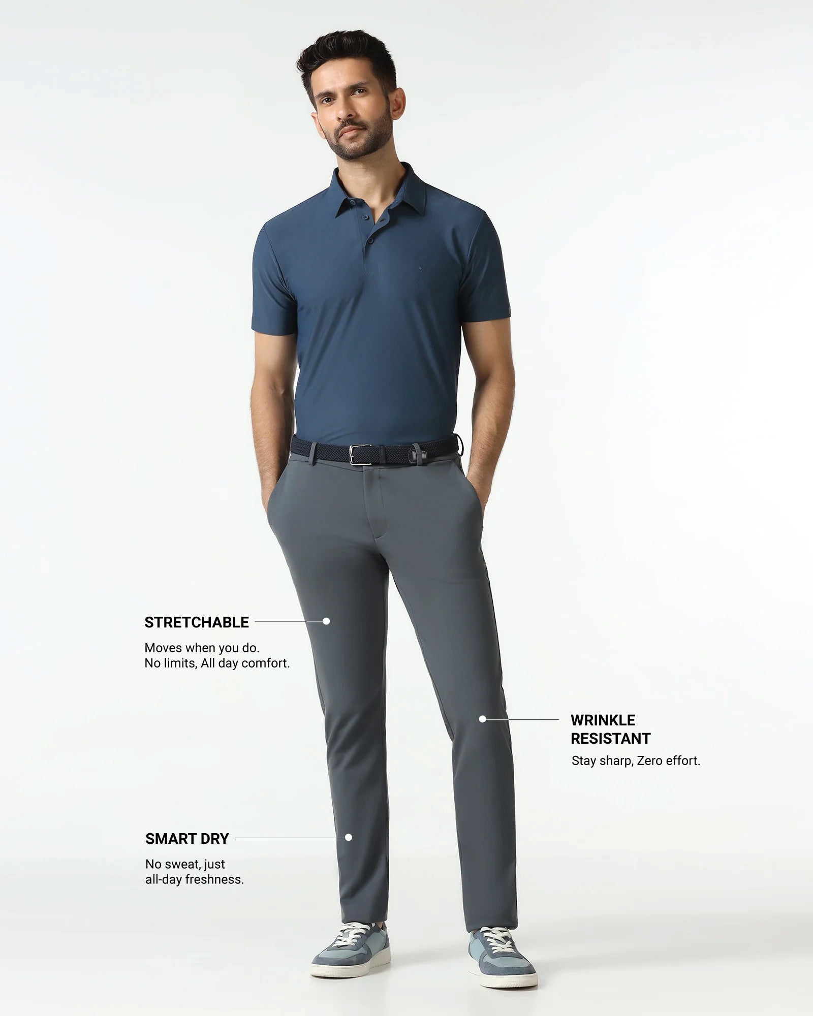 Ash Grey Techpro Solid Khakis - Ziea