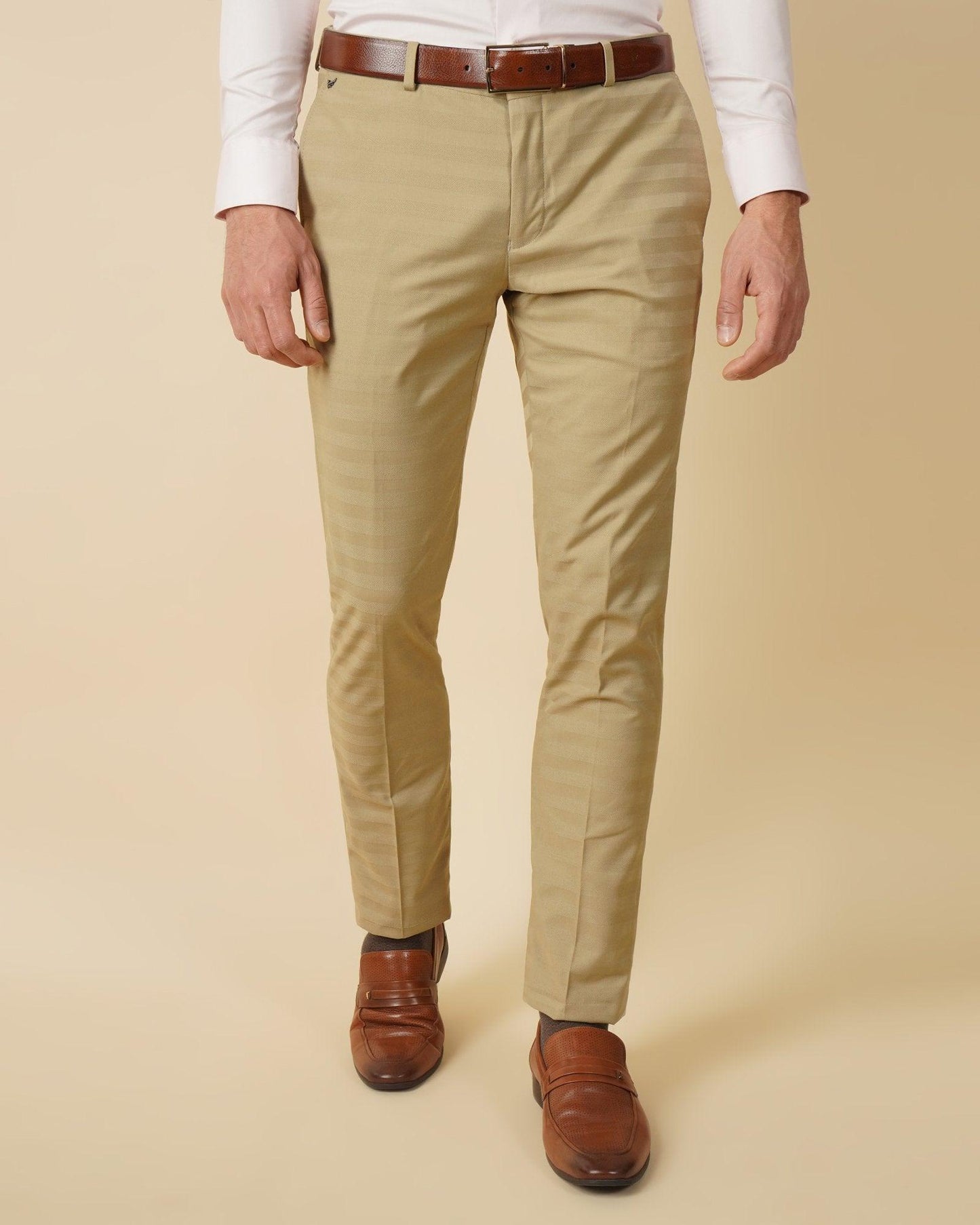 Austin Barre Stripe Trendy Trouser In Beige (B9 Fit)