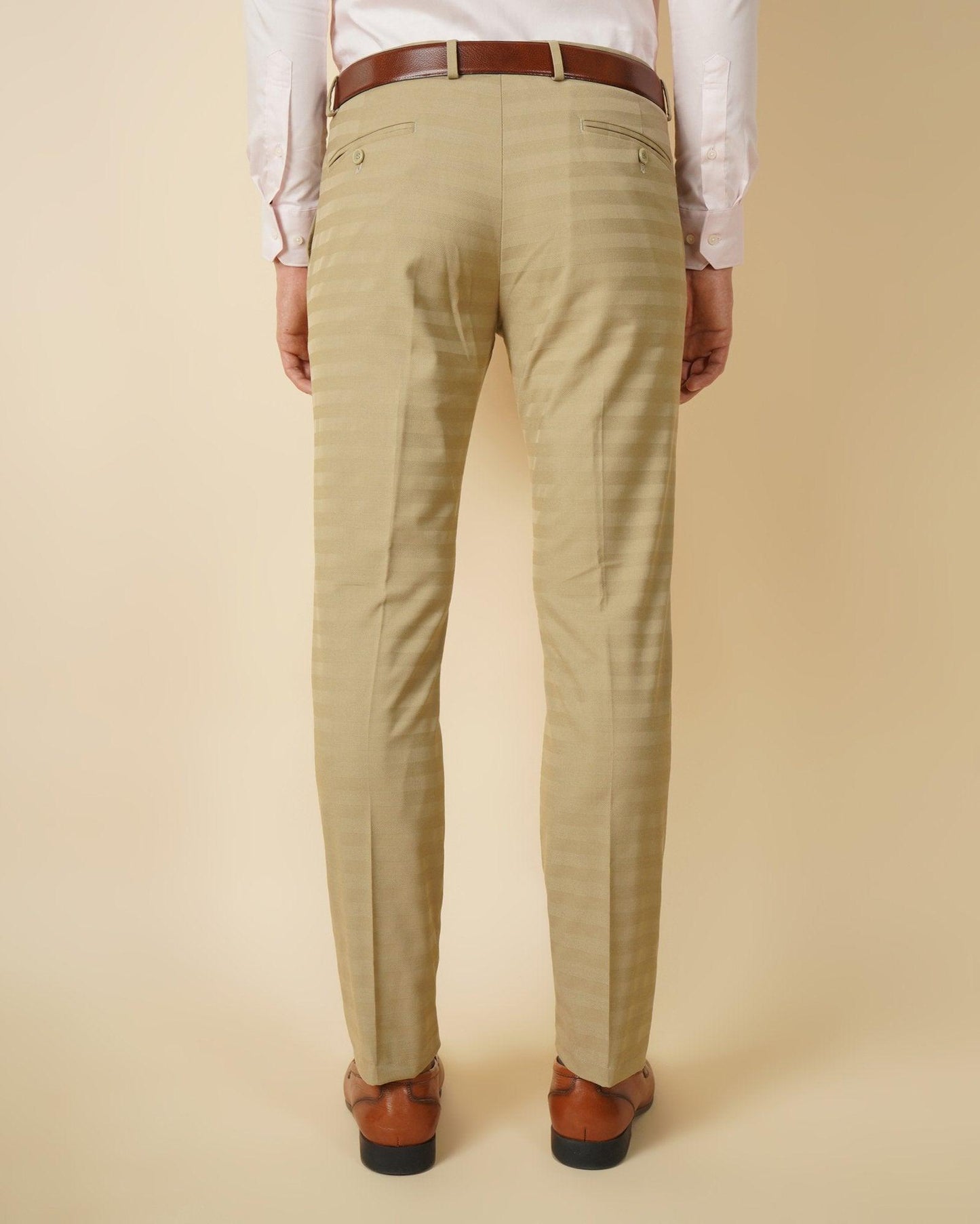 Austin Barre Stripe Trendy Trouser In Beige (B91 Fit) - blackberrys-clothing