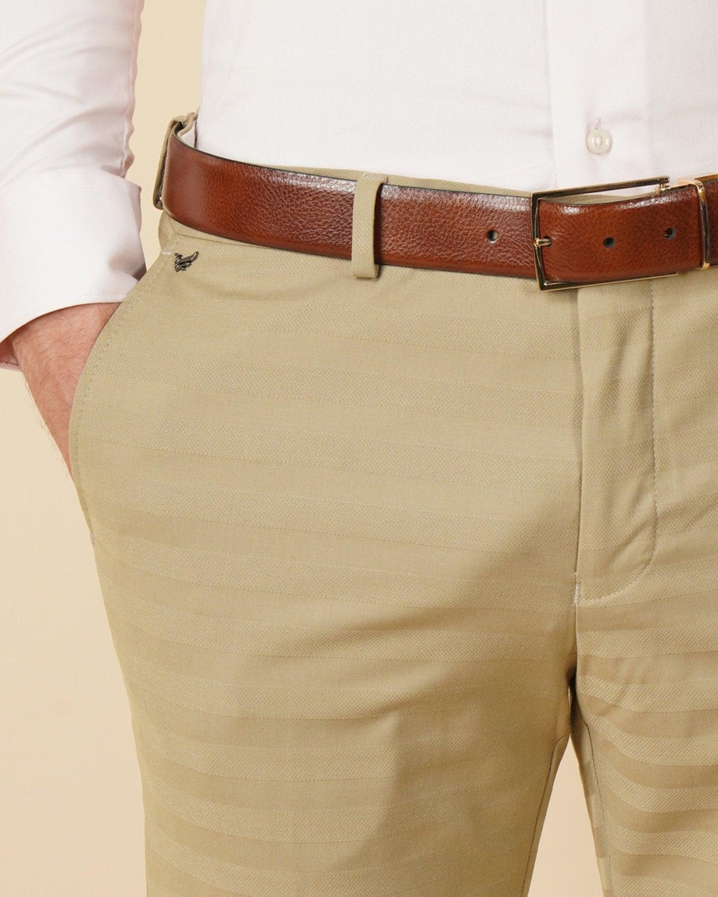 Austin Barre Stripe Trendy Trouser In Beige (B91 Fit) - blackberrys-clothing