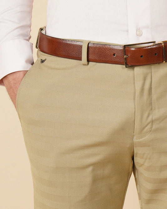 Austin Barre Stripe Trendy Trouser In Beige (B91 Fit) - blackberrys-clothing